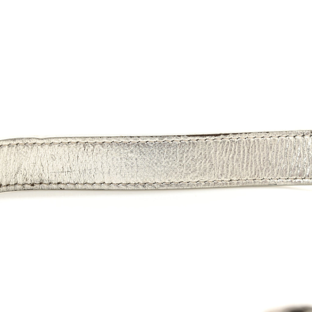 Metallic Goatskin Quilted North South Boy Flap Silver