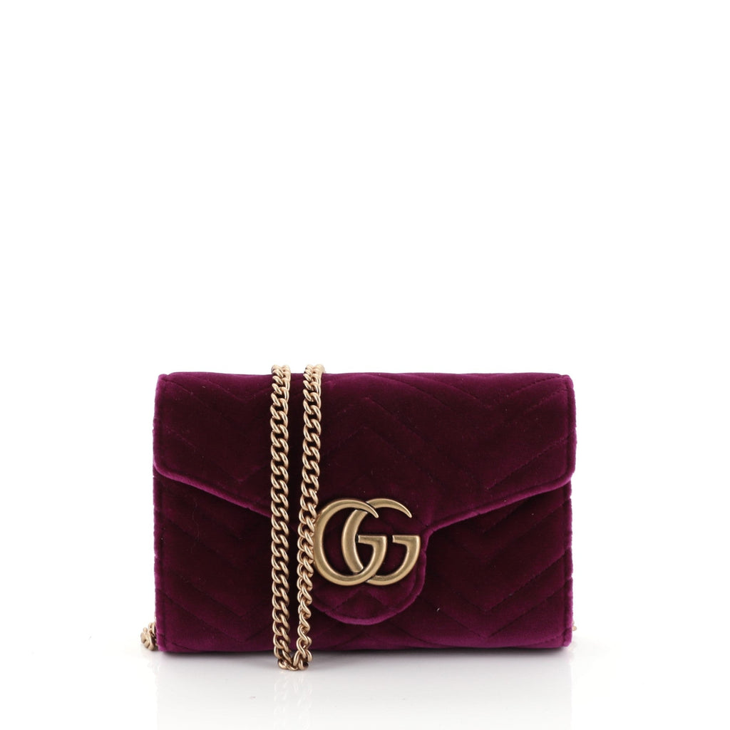GG Marmont Chain Wallet Matelasse Velvet Mini