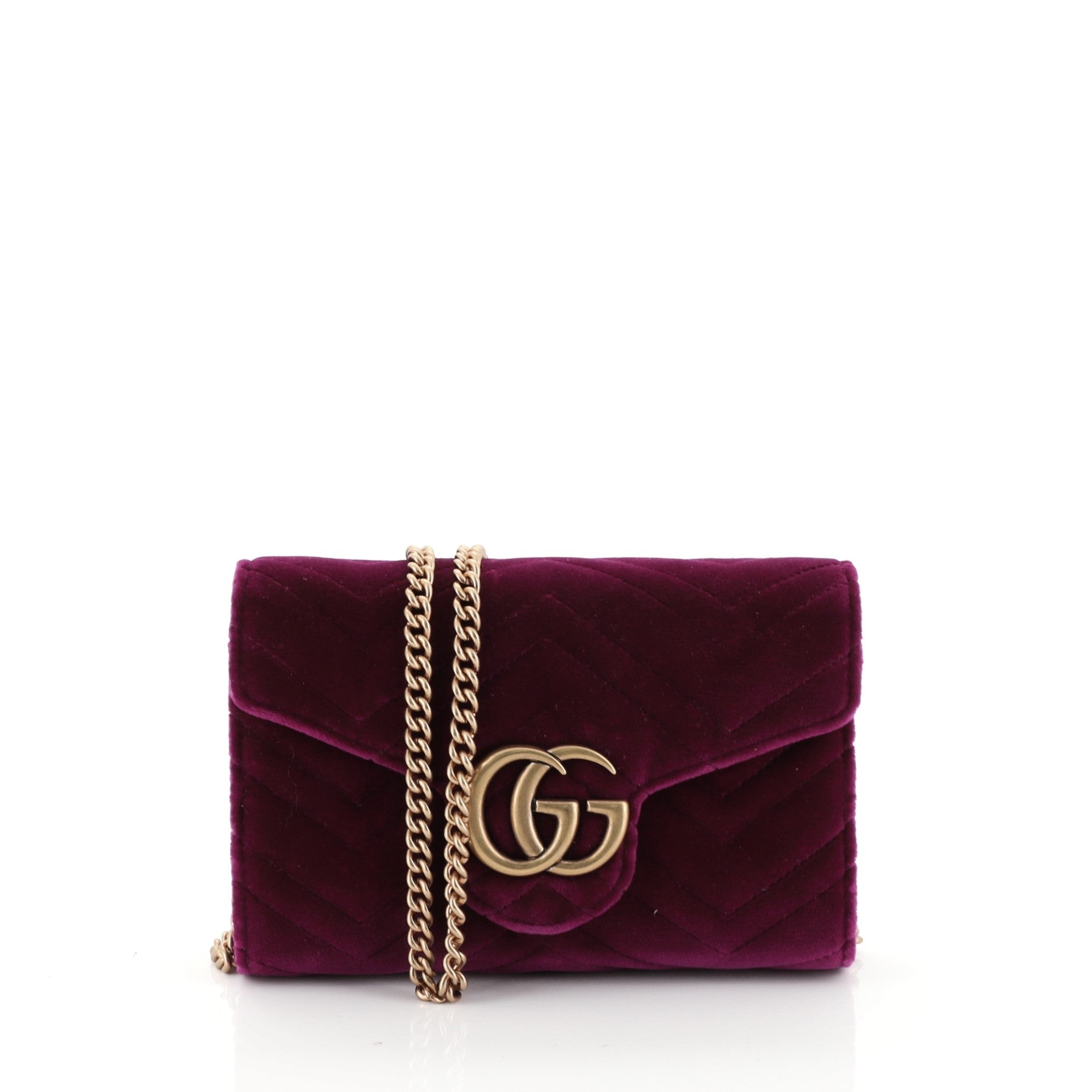 GG Marmont Chain Wallet Matelasse Velvet Mini