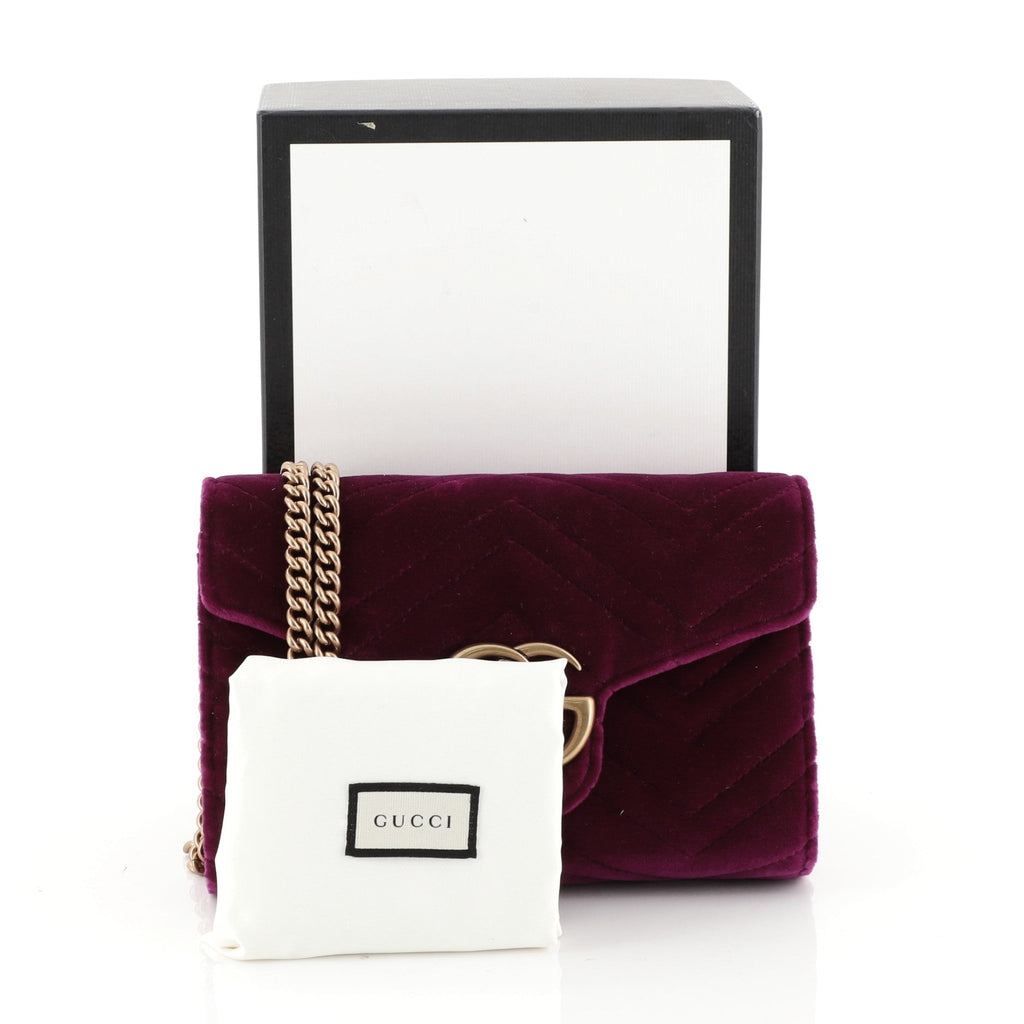 GG Marmont Chain Wallet Matelasse Velvet Mini