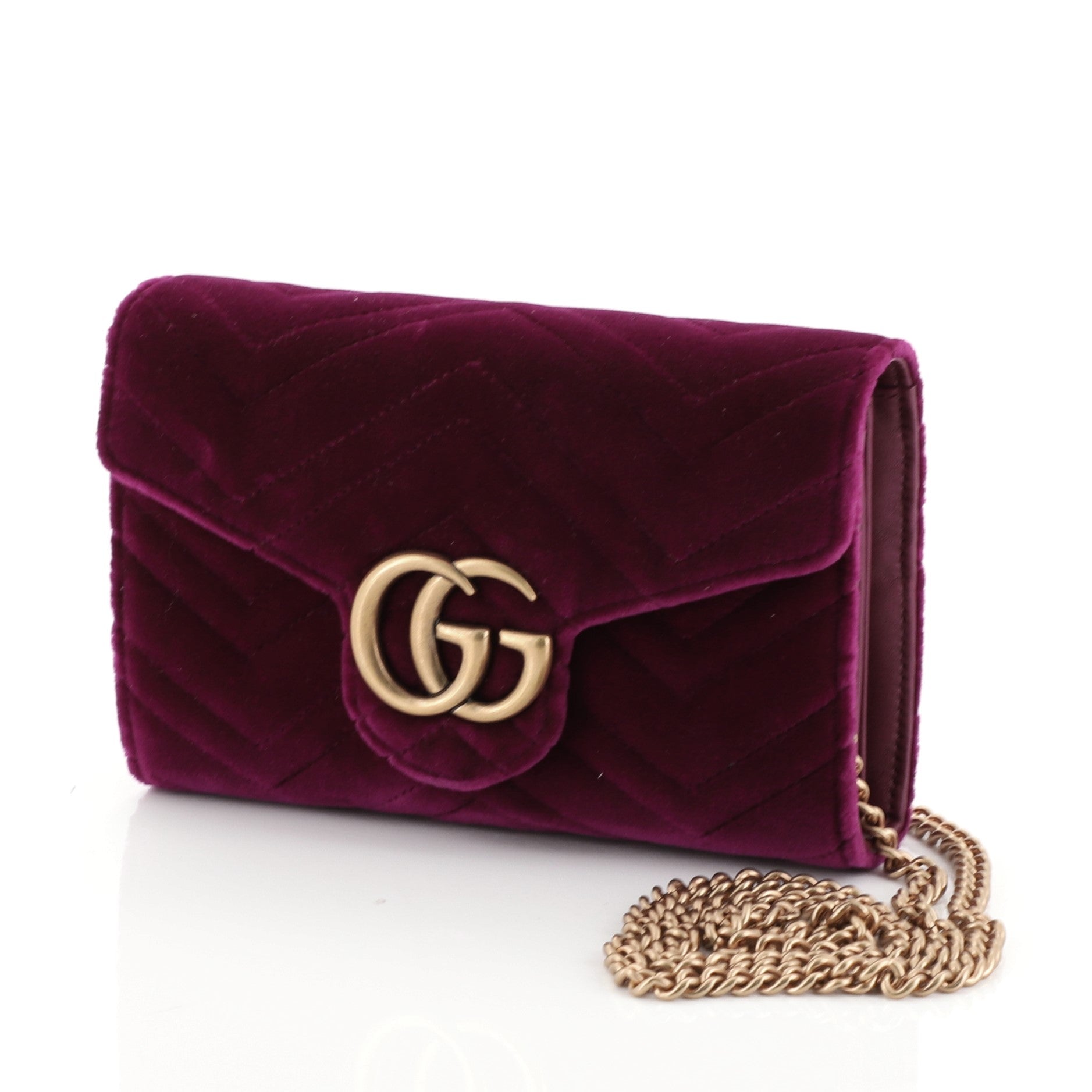 GG Marmont Chain Wallet Matelasse Velvet Mini