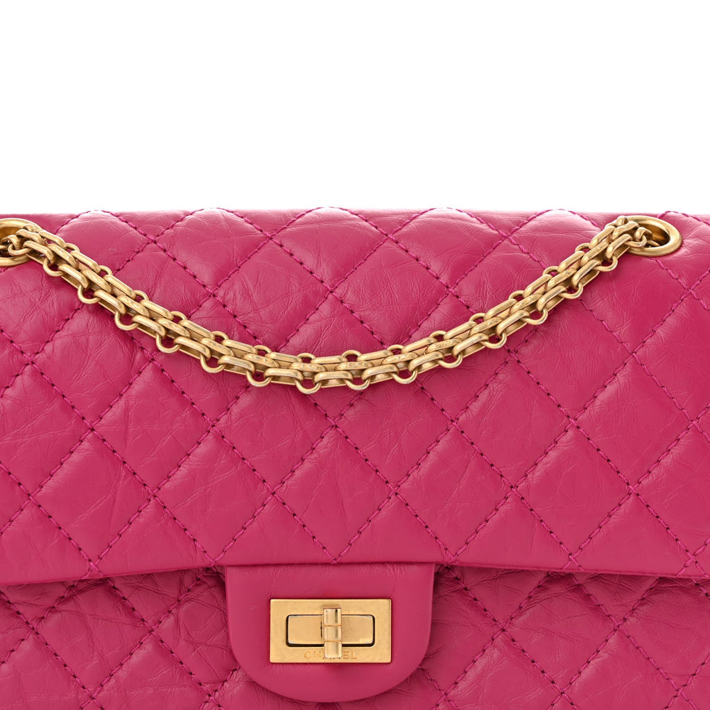 Aged Calfskin Quilted 2.55 Reissue 225 Flap Fuchsia
