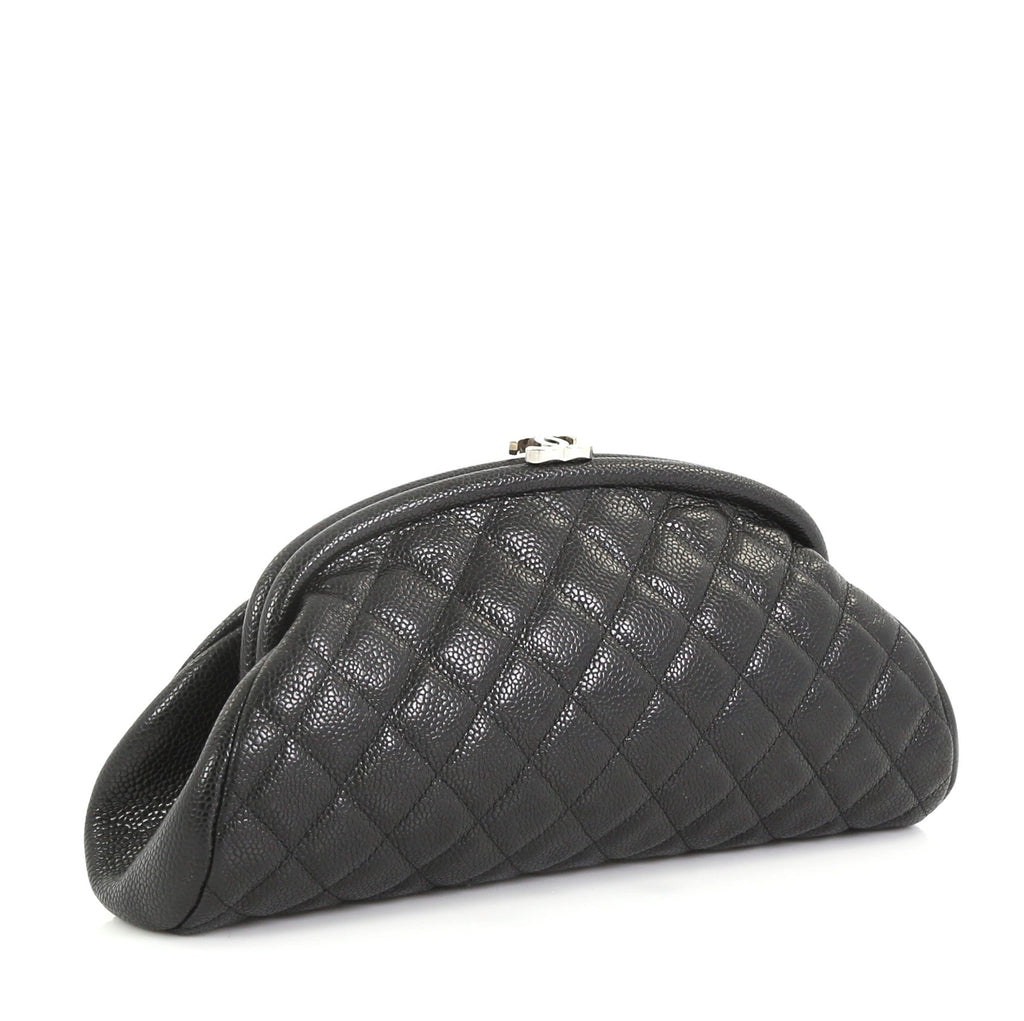 Timeless Clutch Quilted Caviar