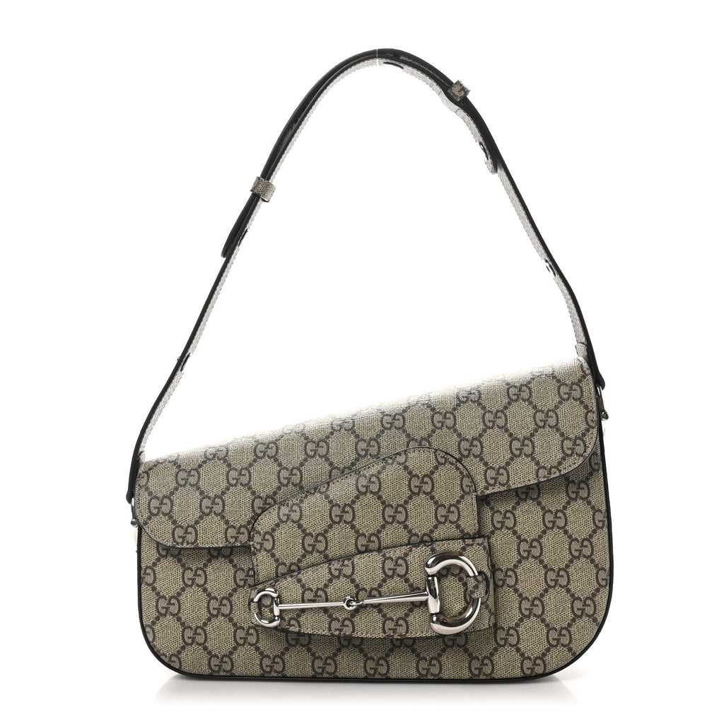 Monogram Small Horsebit 1955 Asymmetric Shoulder Bag Beige Ebony