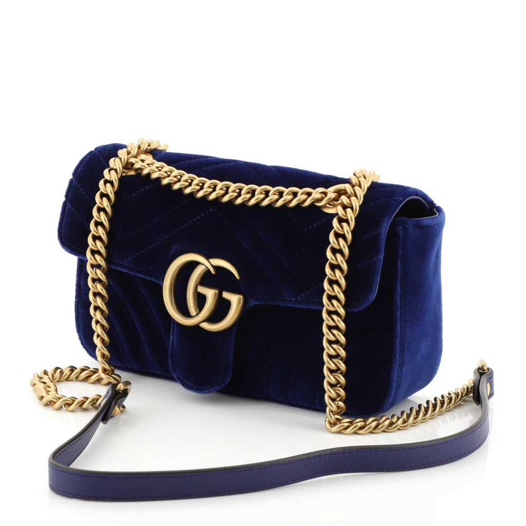 GG Marmont Flap Bag Matelasse Velvet Mini