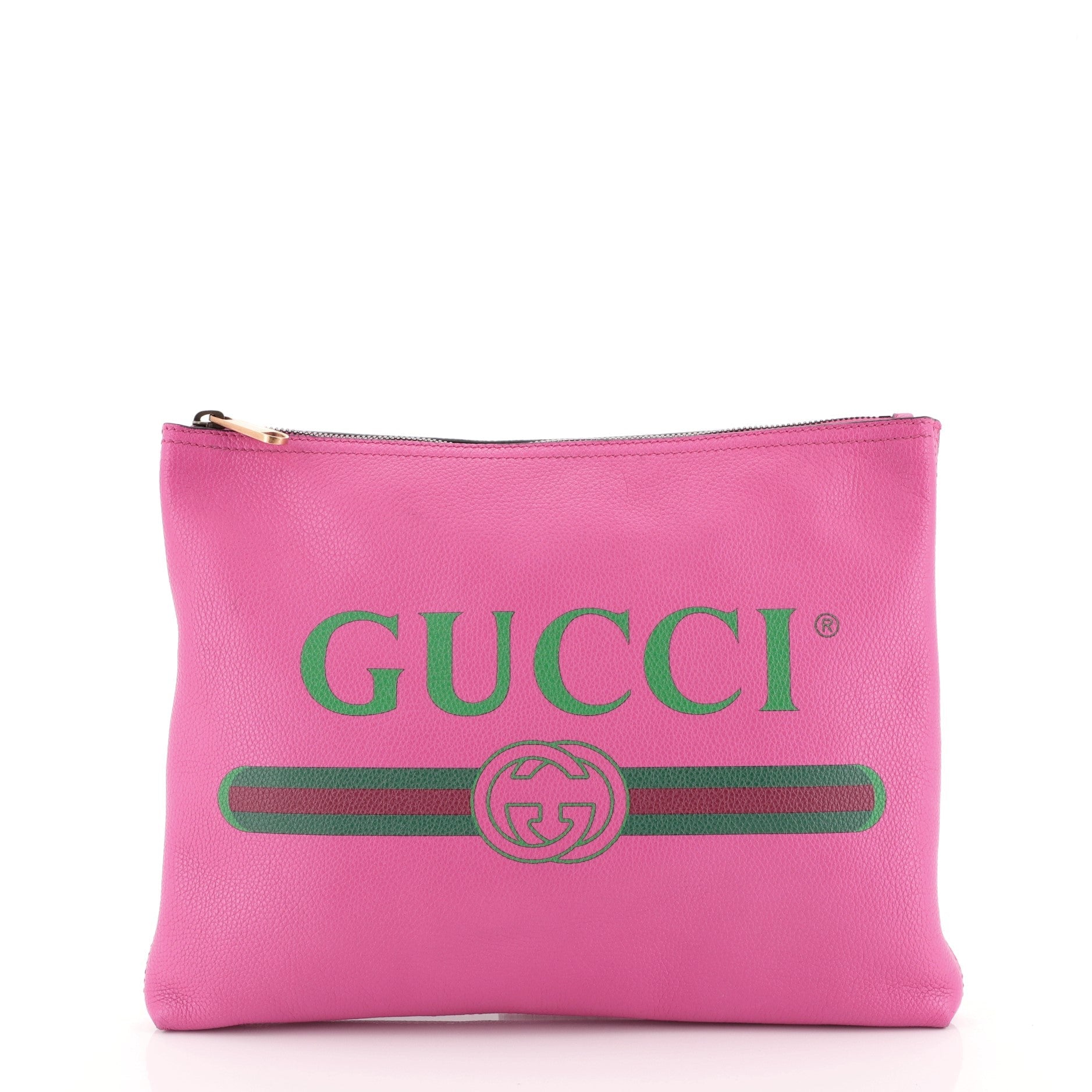 Logo Portfolio Clutch Printed Leather Medium
