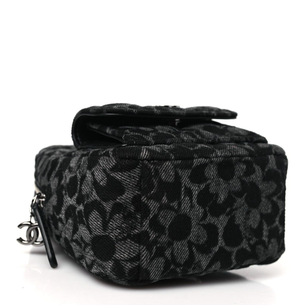 Denim Quilted Flower CC Mini Classic Backpack Black