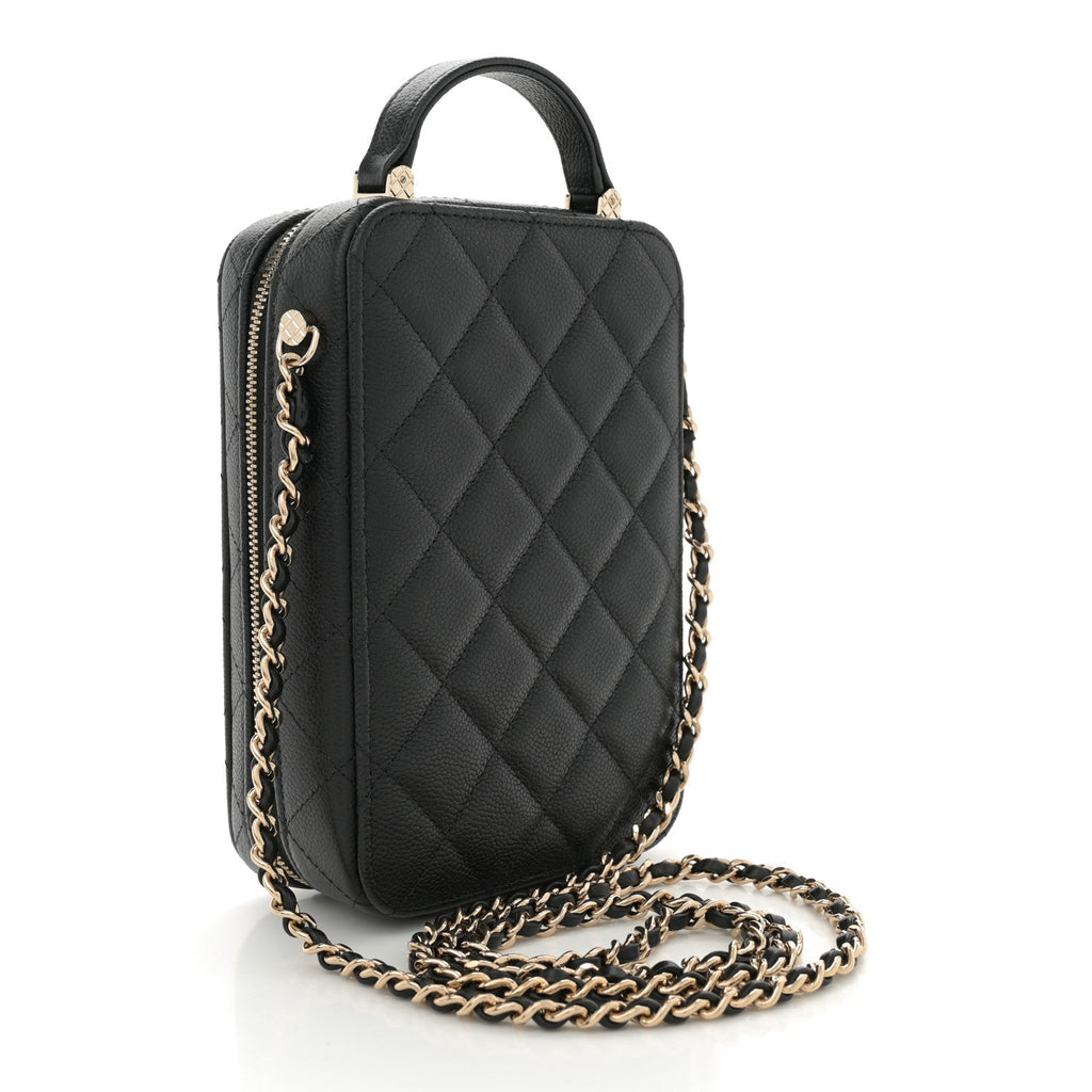 Caviar Quilted CC North South Vanity Case Black