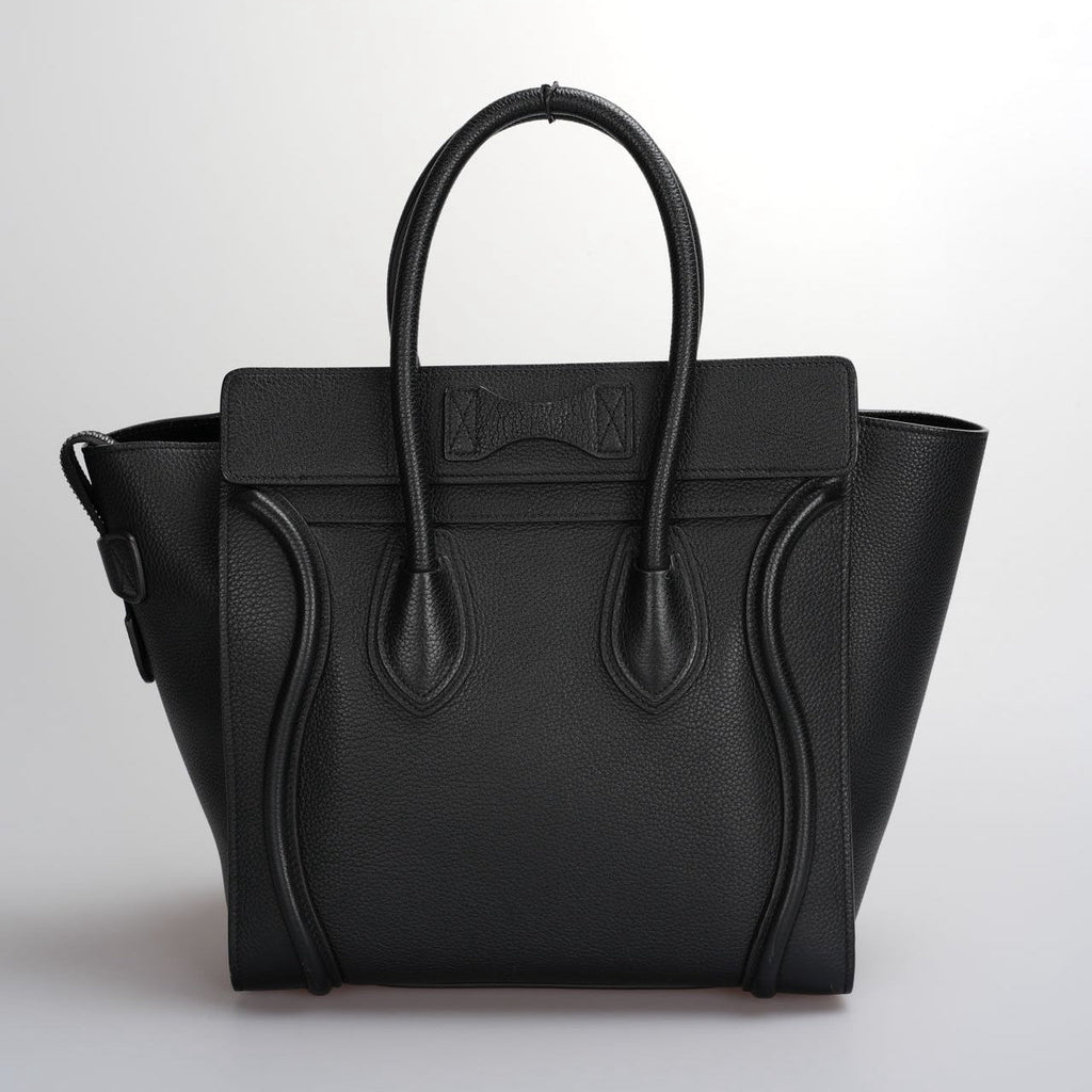CELINE Micro Luggage Leather Handbag in Black