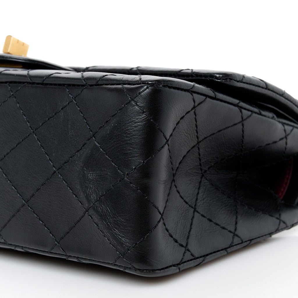 Aged Calfskin Quilted 2.55 Reissue 225 Flap Black
