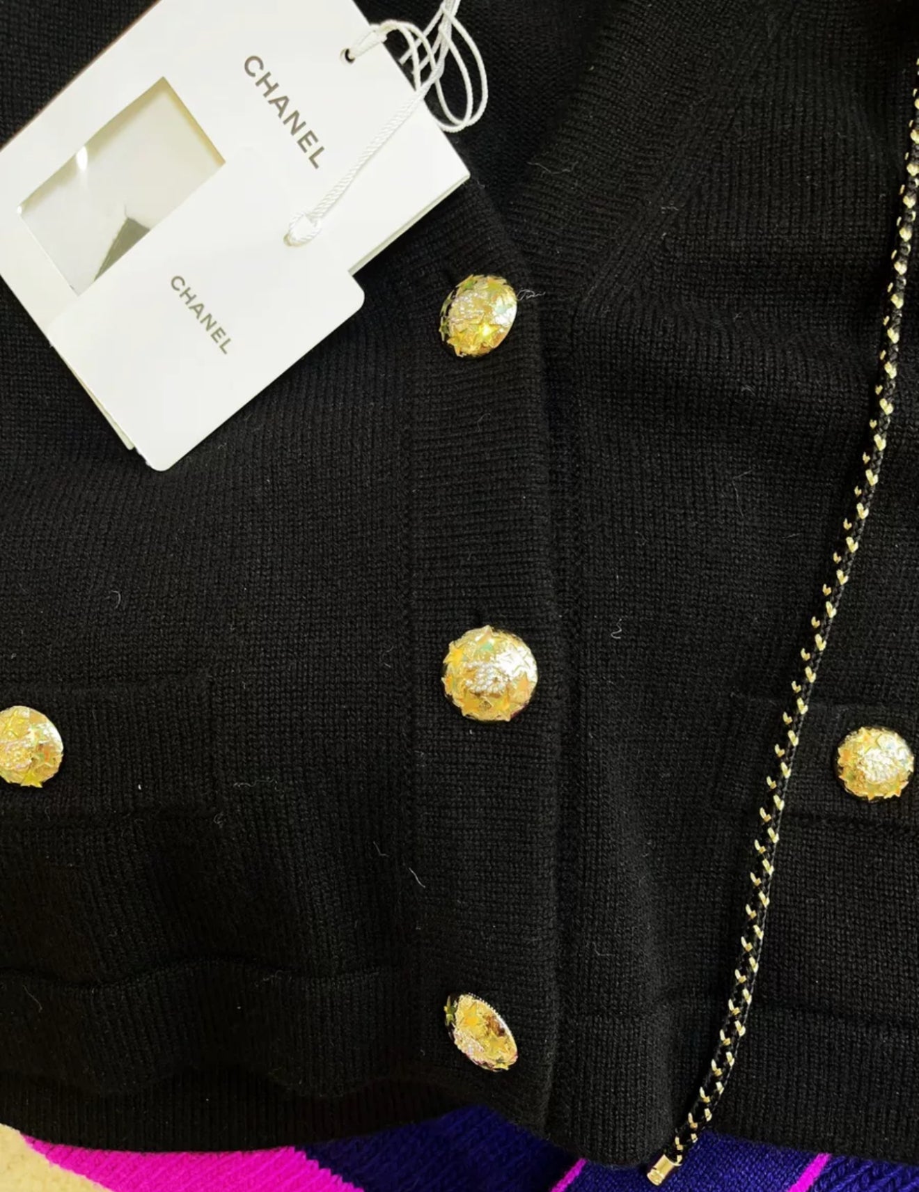 Chanel 24C Black & Gold Cashmere igan