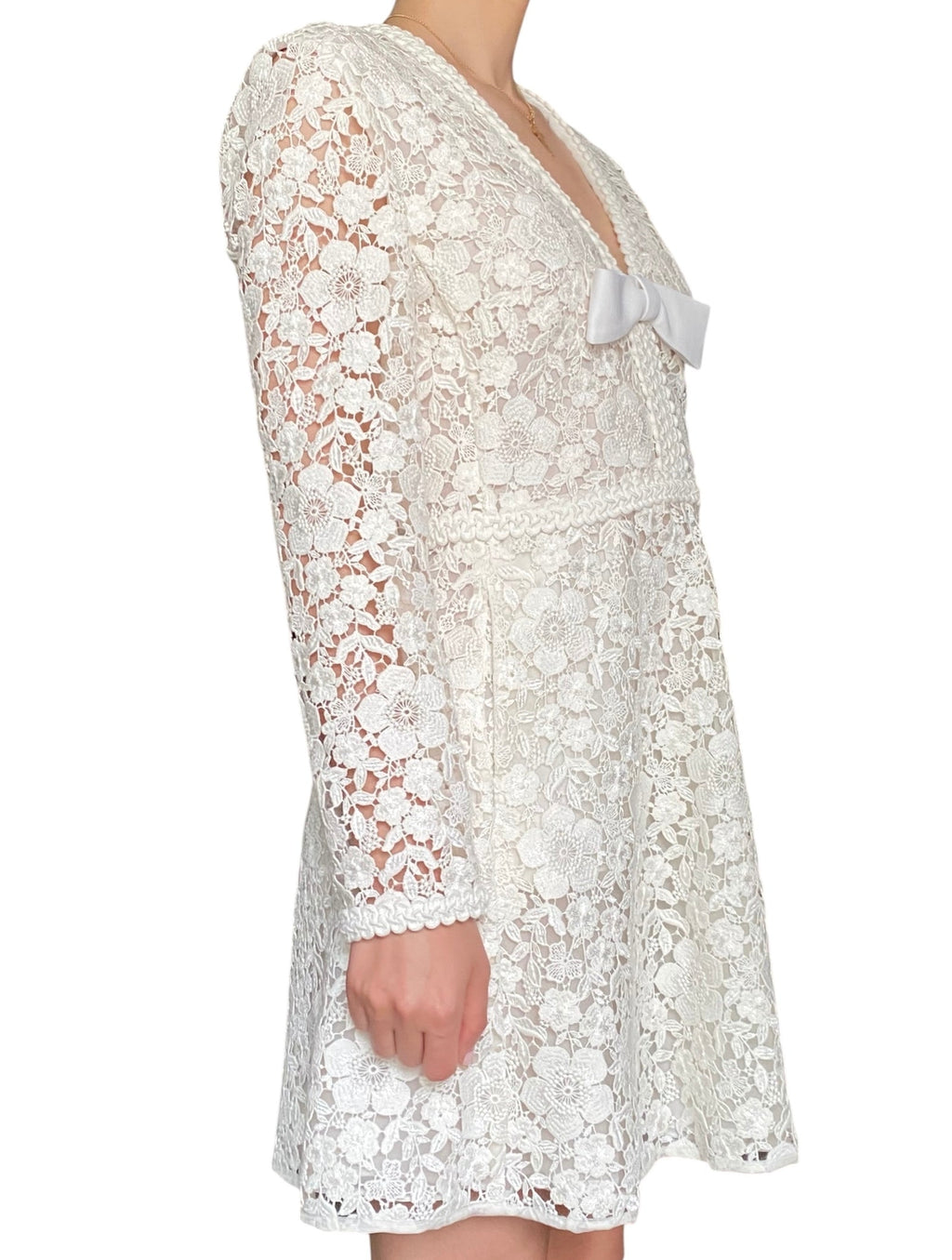 Giambattista Valli White Lace Bow Mini Dress - 44 / US 6-8