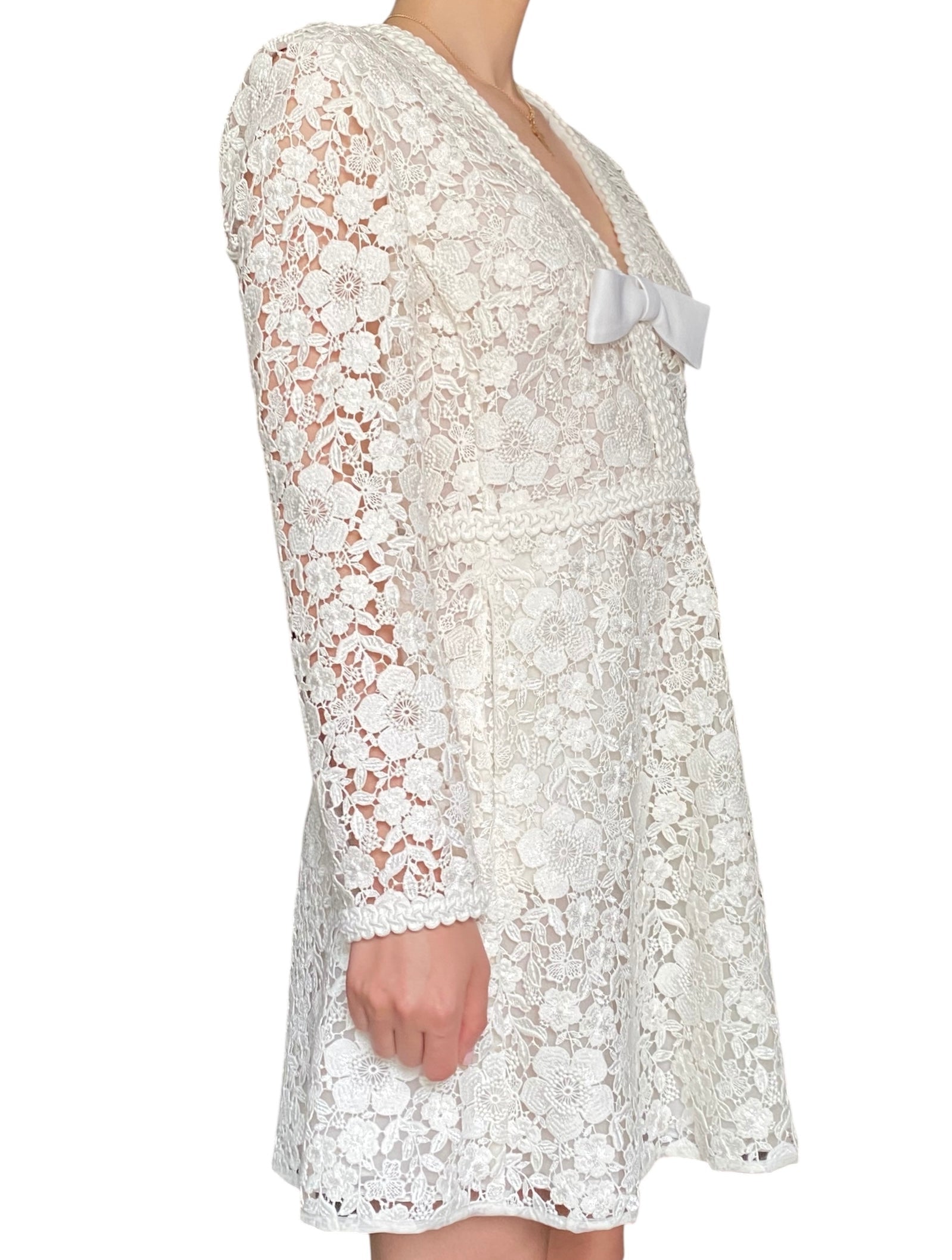 Giambattista Valli White Lace Bow Mini Dress - 44 / US 6-8