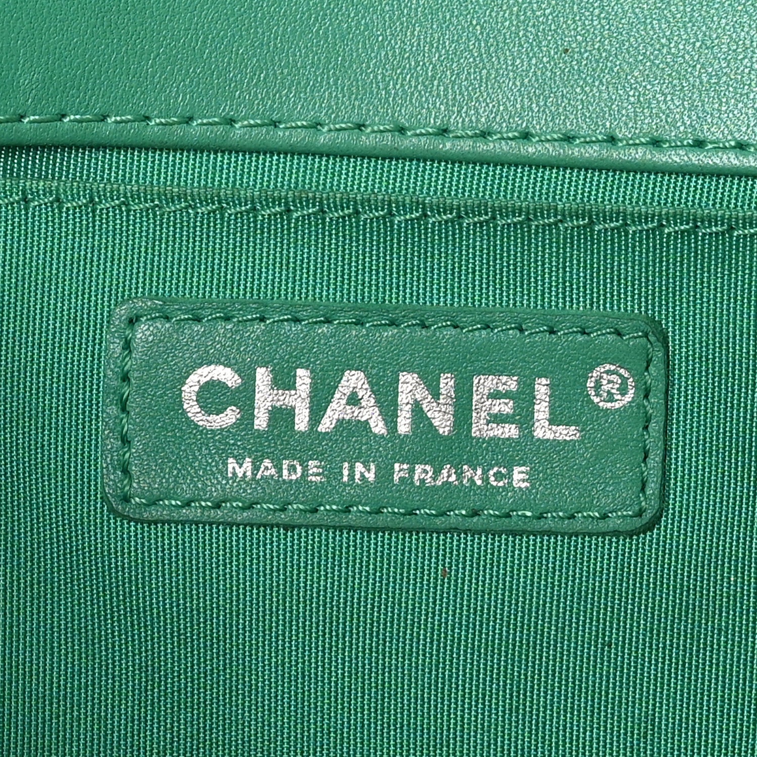 Lambskin Rubber Quilted Medium Two Tone Boy Flap Green Black