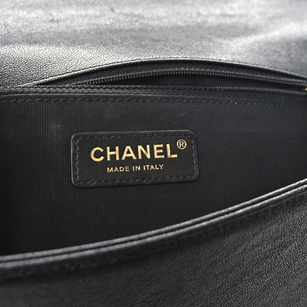 Caviar Chevron Quilted New Medium Boy Flap Black