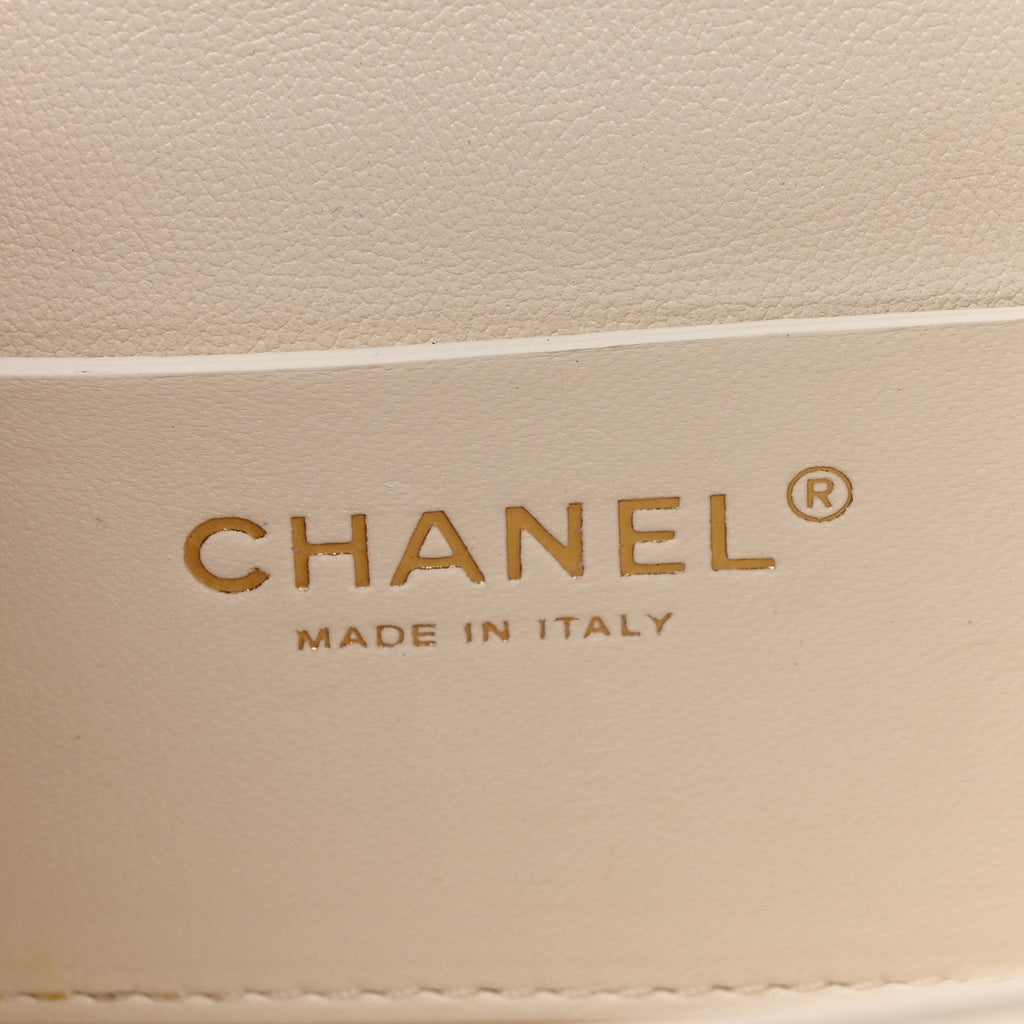 Caviar Quilted Mini Top Handle Flap White