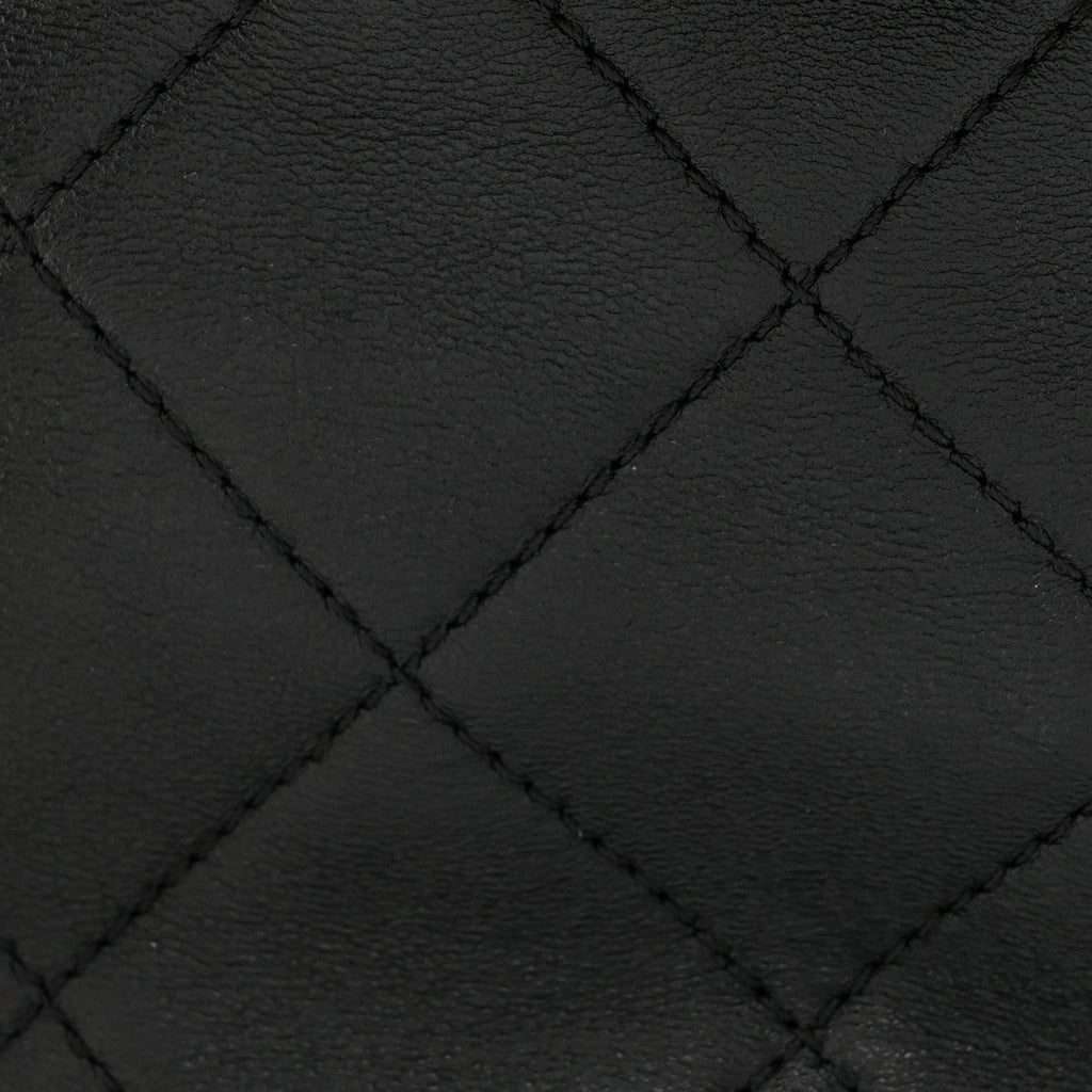 Lambskin Quilted Resin Bi-Color Chain Bucket Bag Black