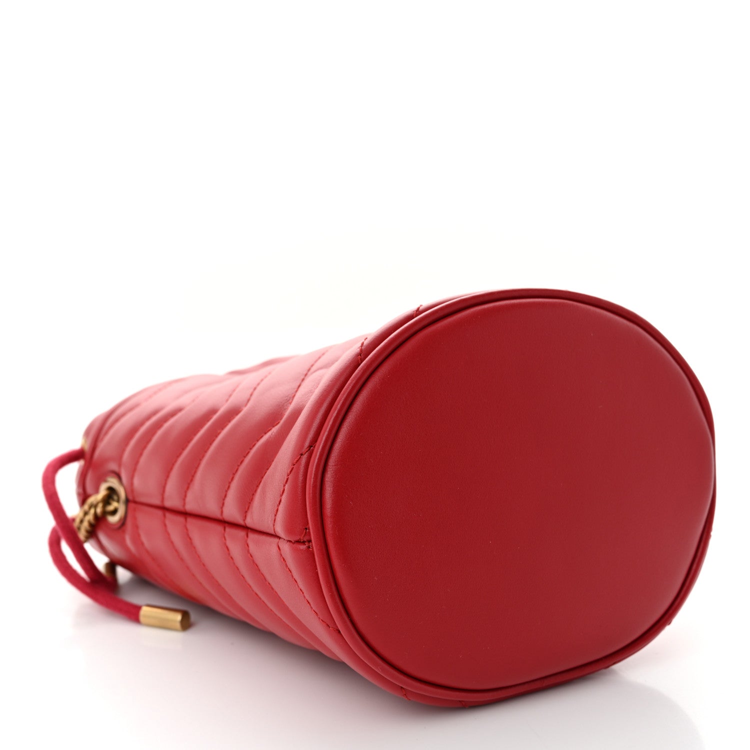 Calfskin Matelasse Mini GG Marmont 2.0 Bucket Bag Hibiscus Red