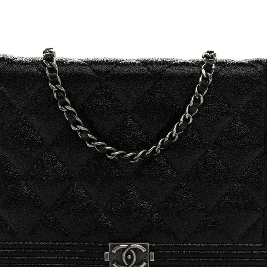 Caviar Quilted Boy Wallet On Chain WOC Black