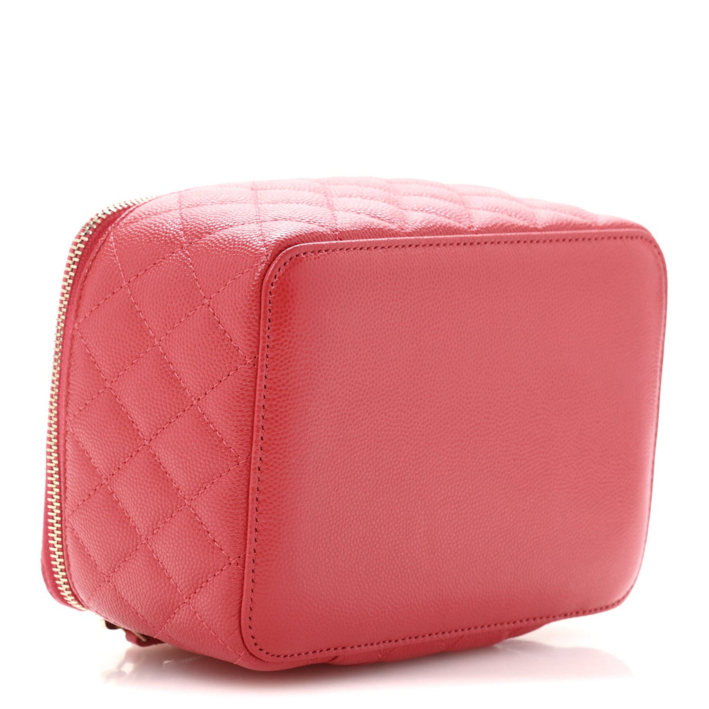 Caviar Quilted Top Handle Jewelry Case Red