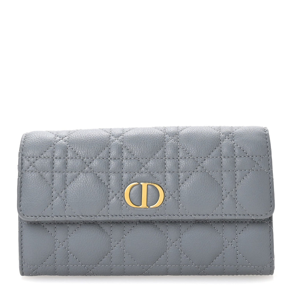 Supple Calfskin Cannage Caro Wallet Blue