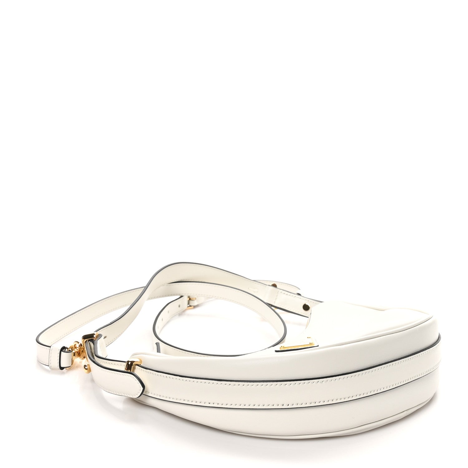 Soft Calfskin Arque Shoulder Bag White