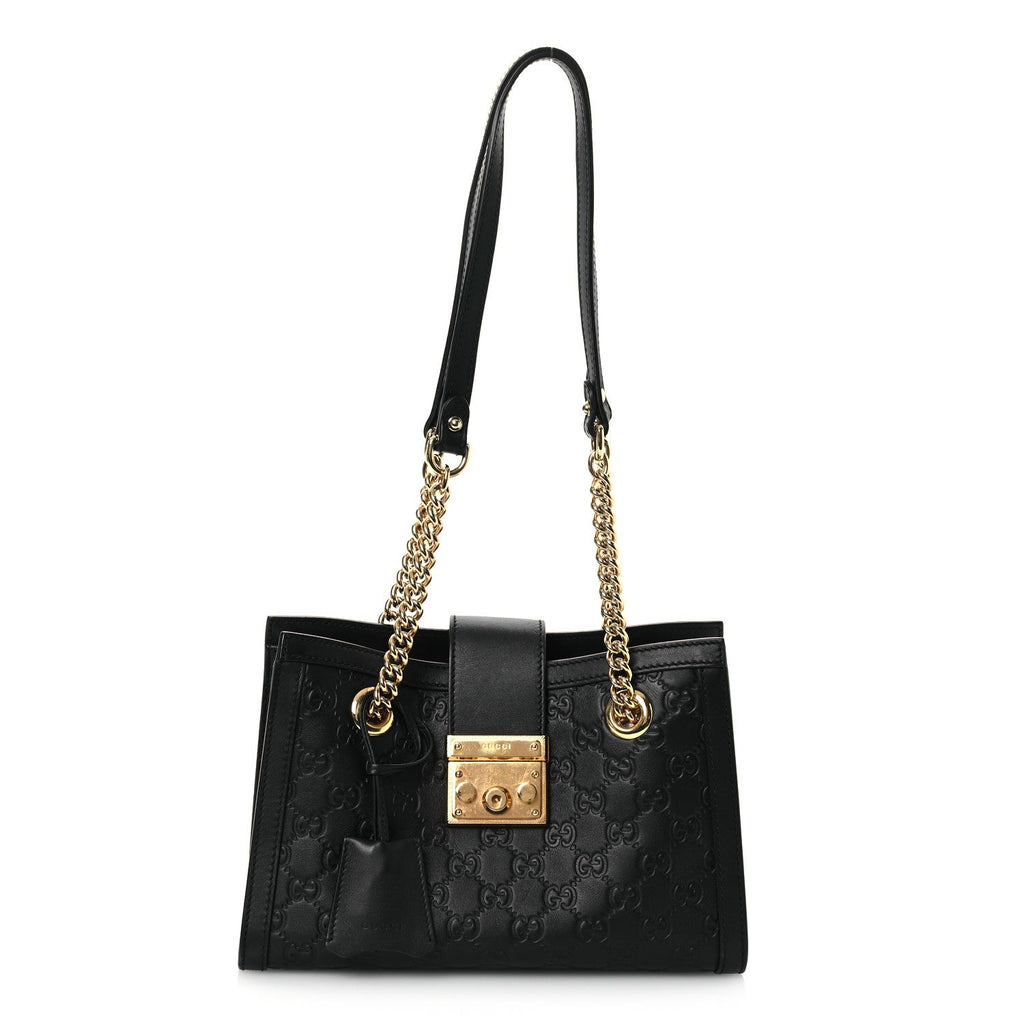 Guccissima Small Padlock Tote Black