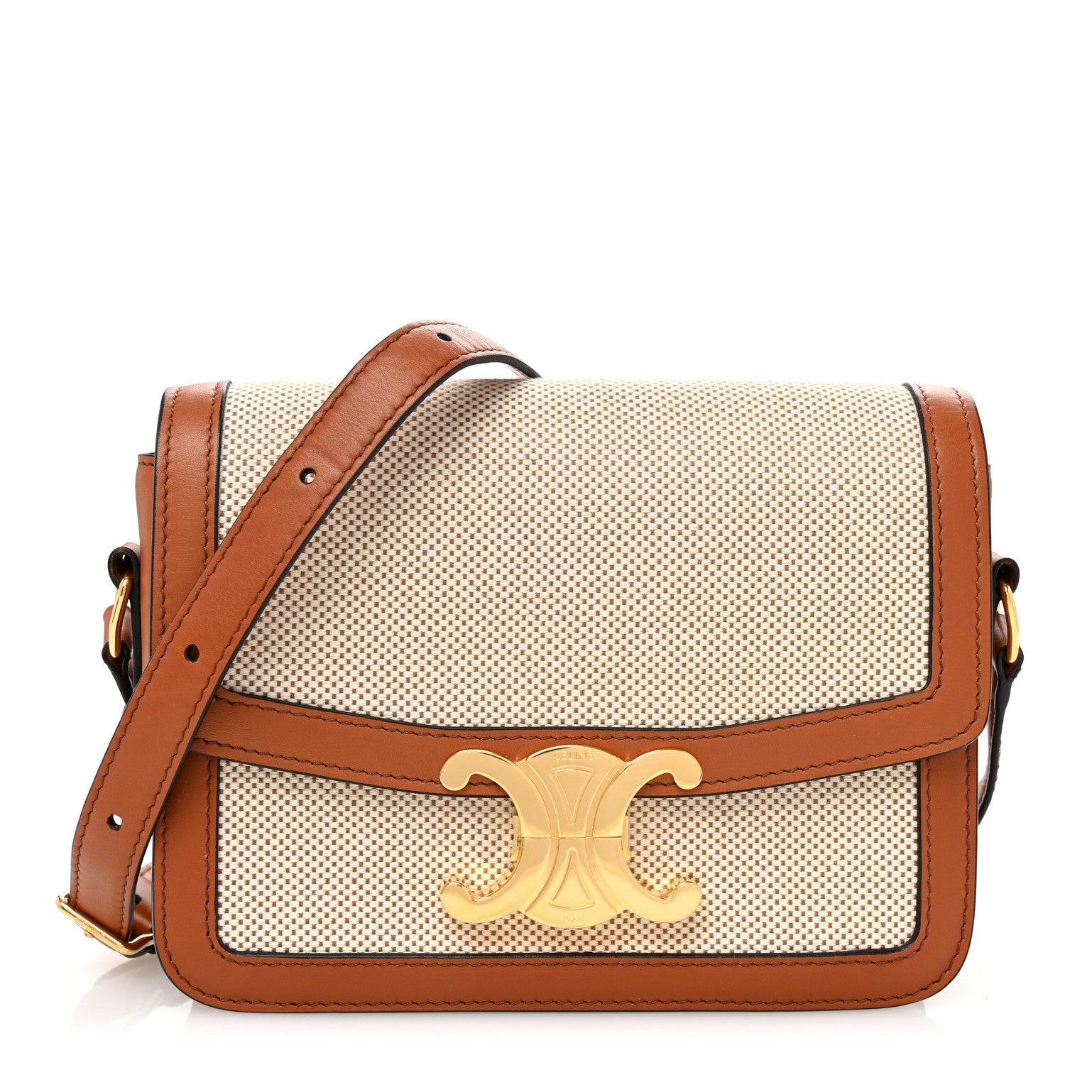 Textile Natural Calfskin Teen Triomphe White Tan