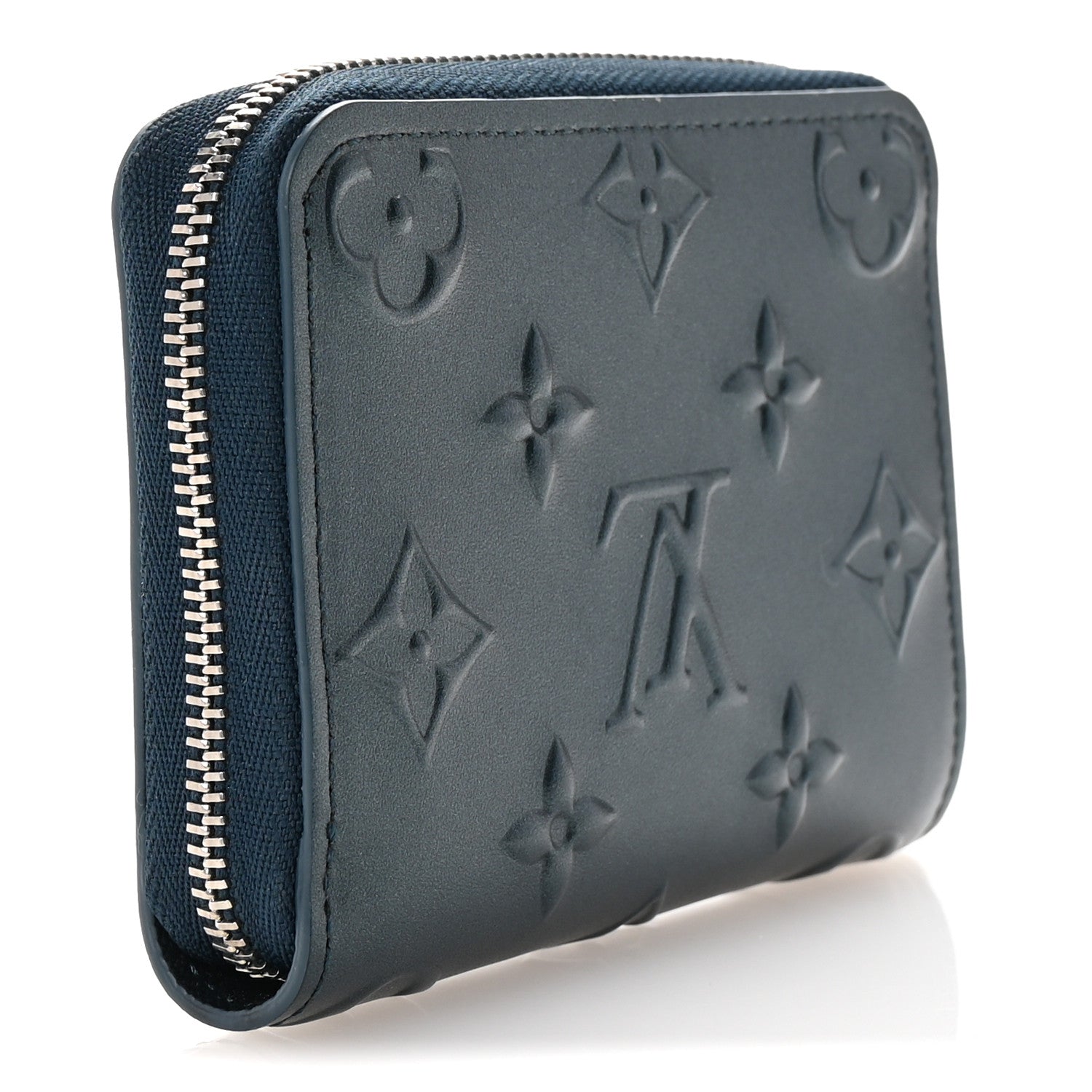 Calfskin Debossed Monogram Zippy Coin Purse Blue