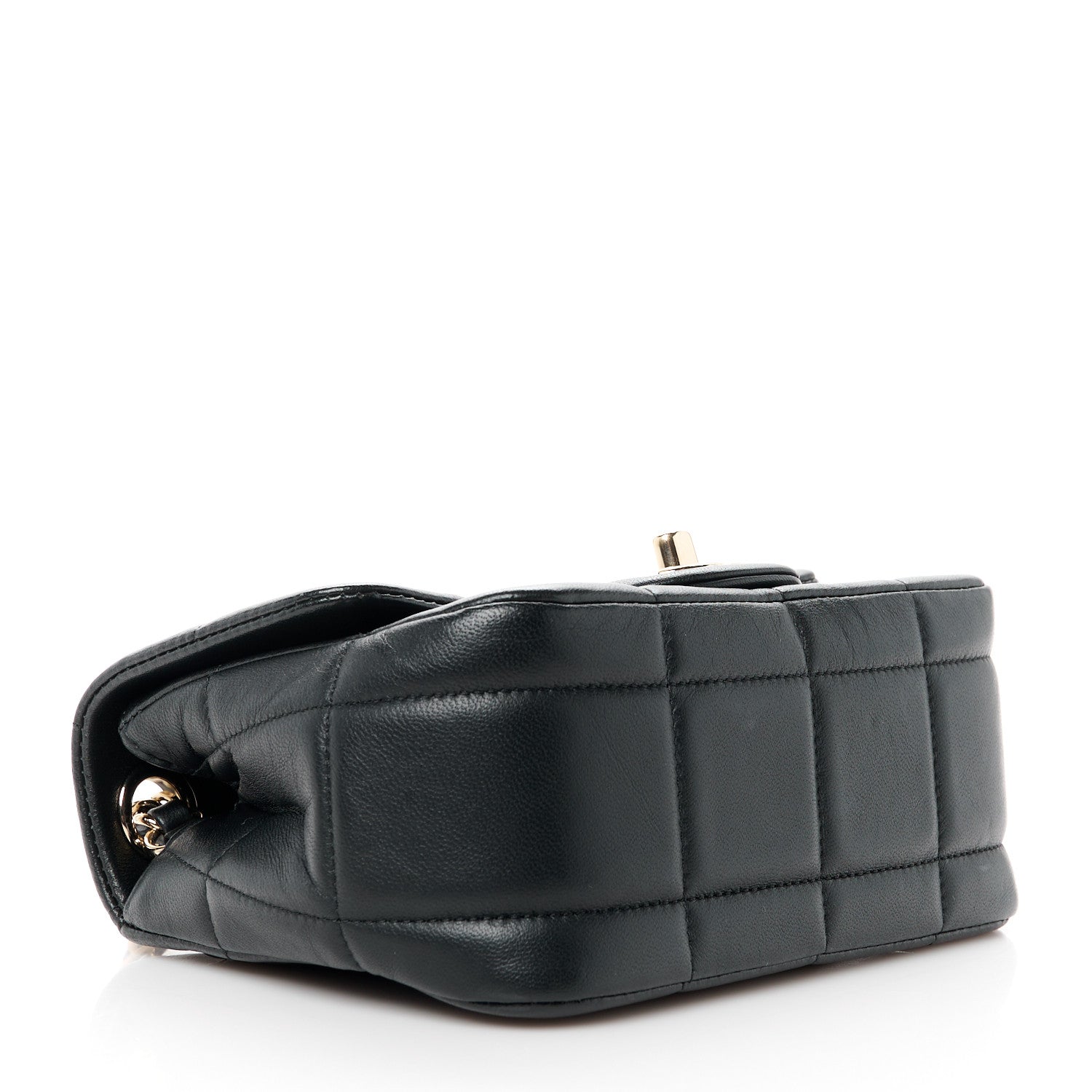 Lambskin Resin Crystal Square Quilted Mini Monacoco Flap Black
