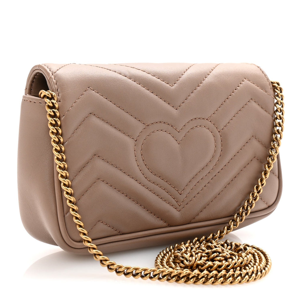 Calfskin Matelasse Super Mini GG Marmont Shoulder Bag Porcelain Rose