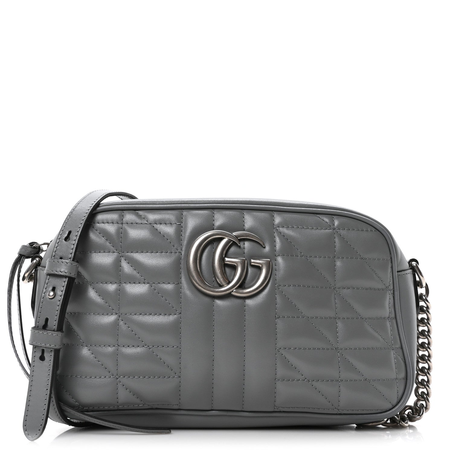 Calfskin Matelasse Aria Small GG Marmont Chain Shoulder Bag Deep Grey
