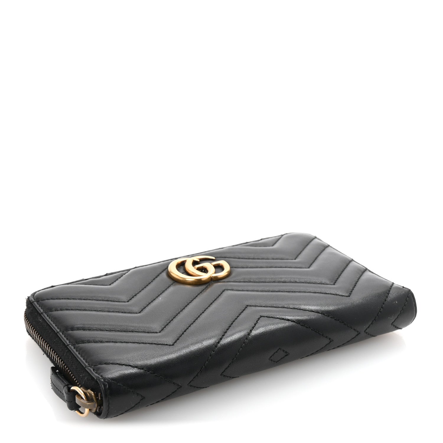 Calfskin Matelasse GG Marmont Zip Around Organizer Wallet Black