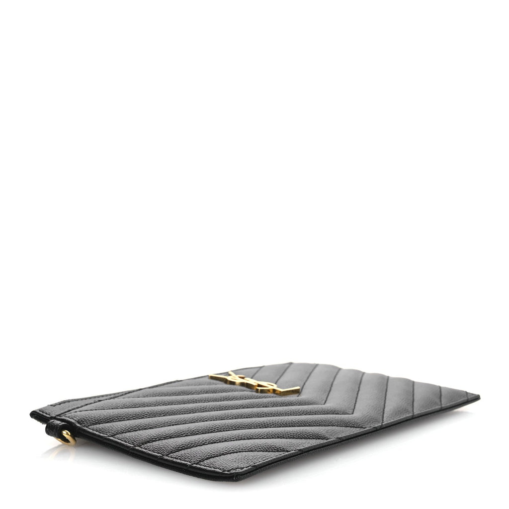 Grain De Poudre Chevron Monogram Large Bill Pouch Black
