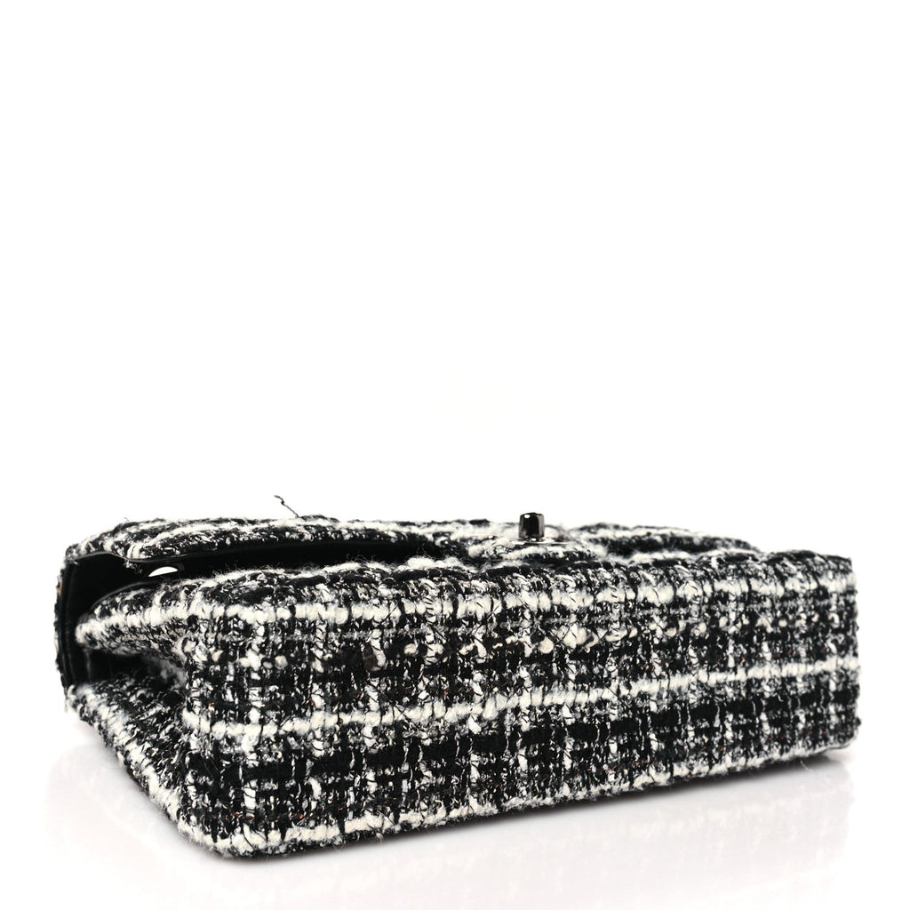 Tweed Quilted Medium Double Flap Black