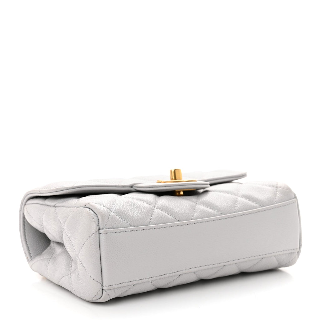 Caviar Quilted Mini Flap Grey