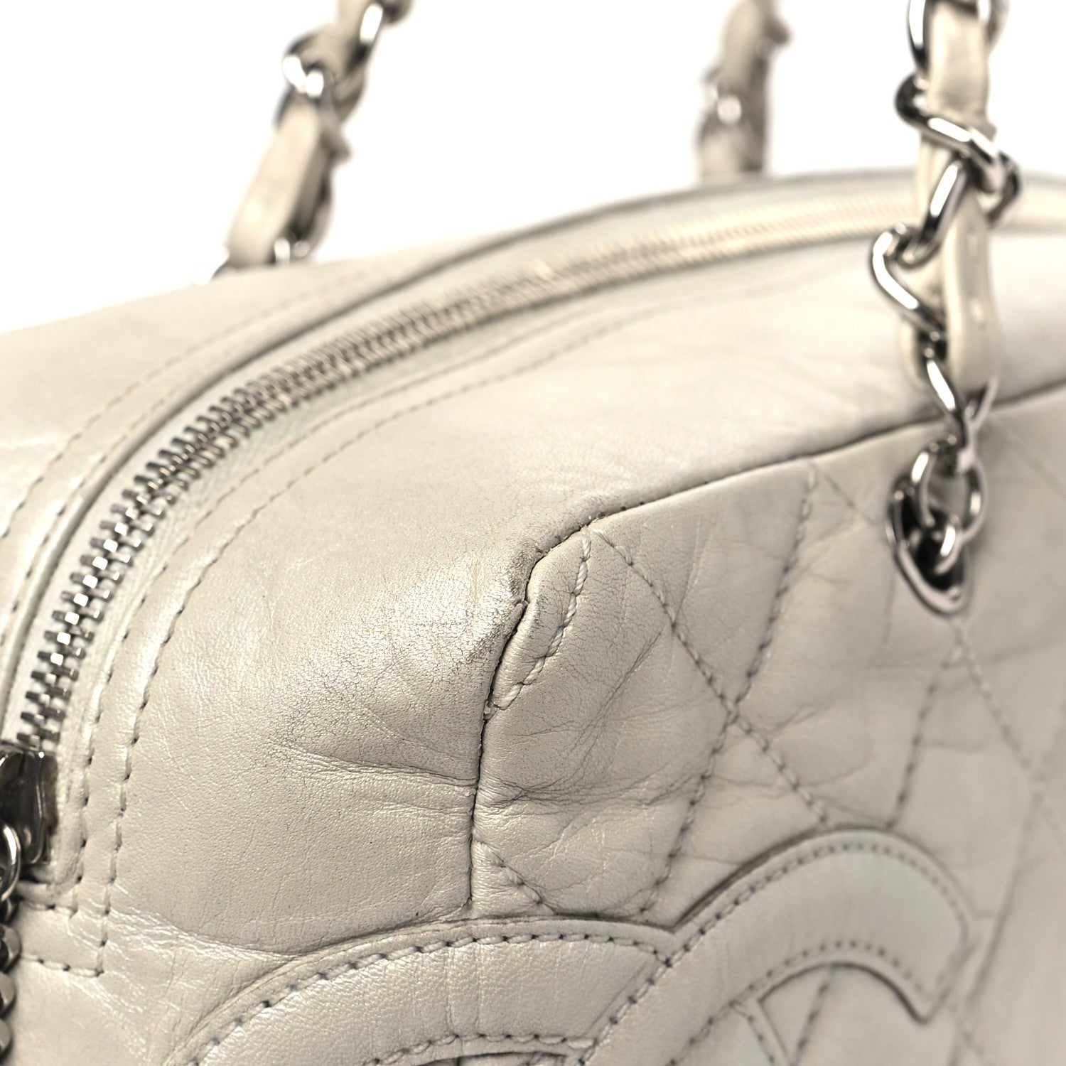 Aged Calfskin Quilted Cotton Club Bowler Pearl