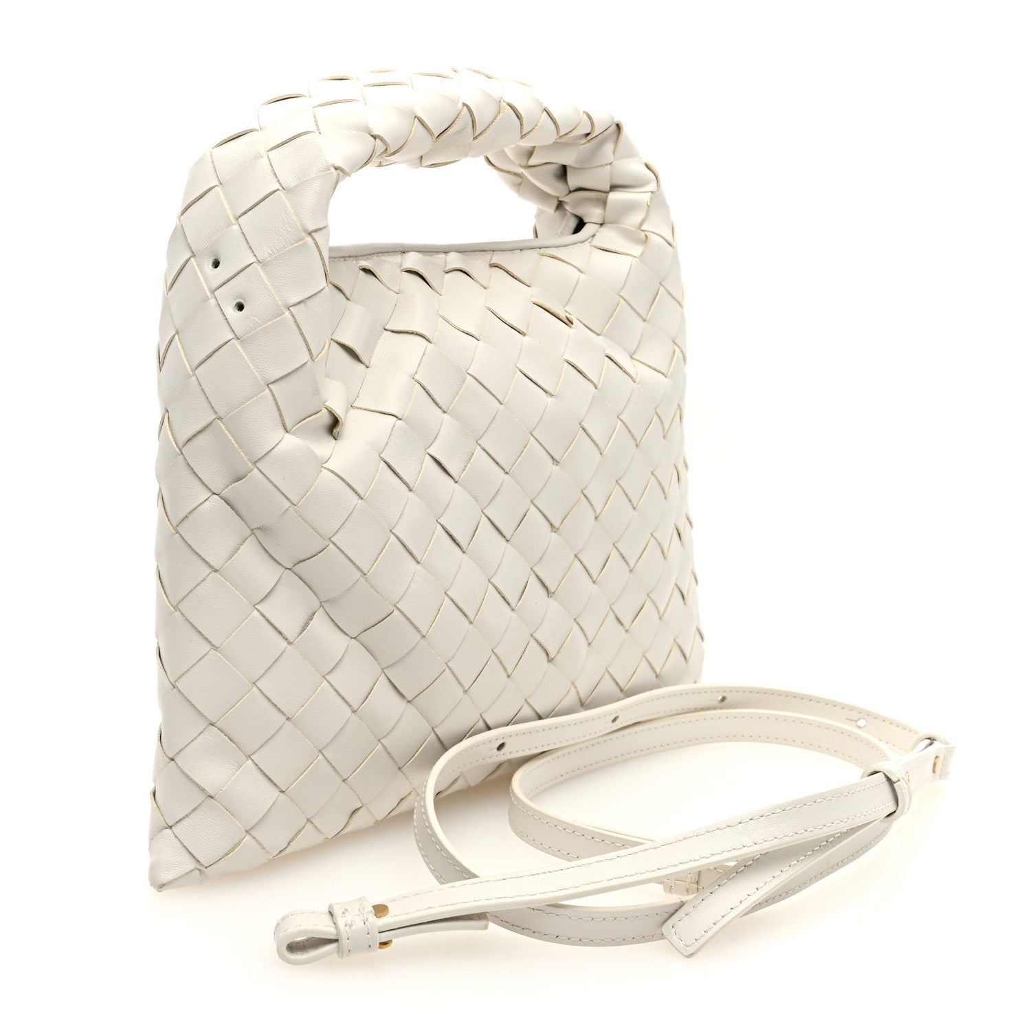 Calfskin Intrecciato Mini Hop White