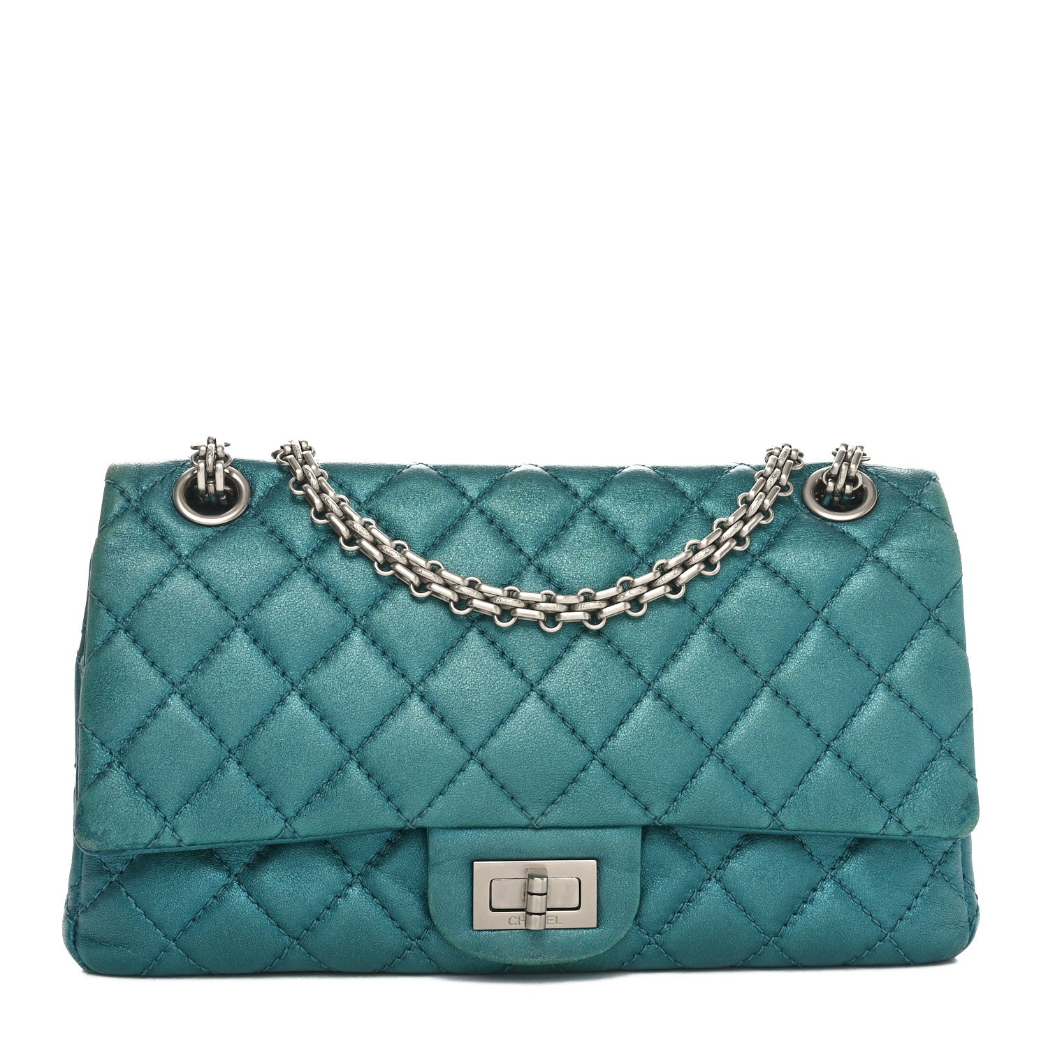 Metallic Calfskin 2.55 Reissue 225 Flap Turquoise