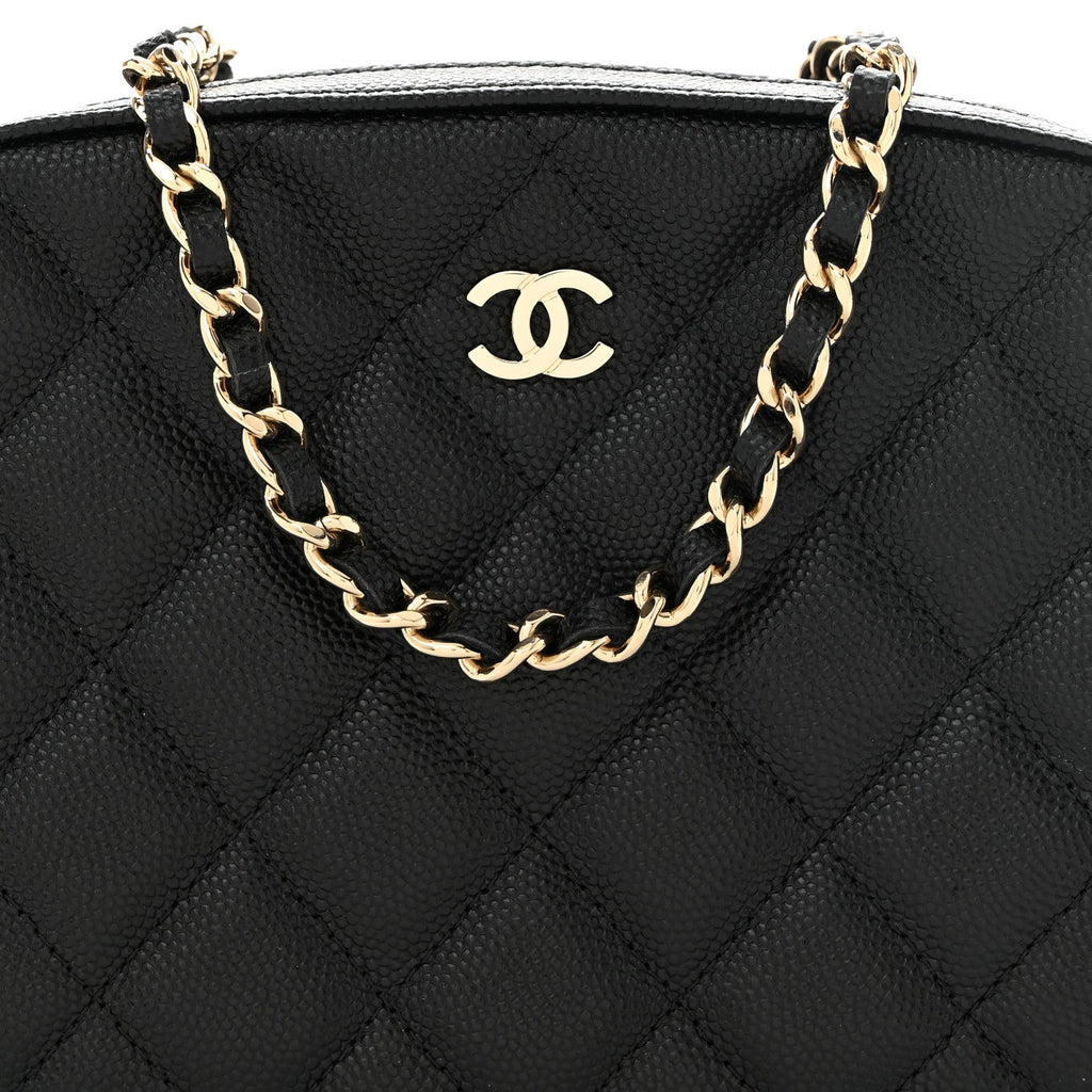 Caviar Quilted Vanity With Chain Black