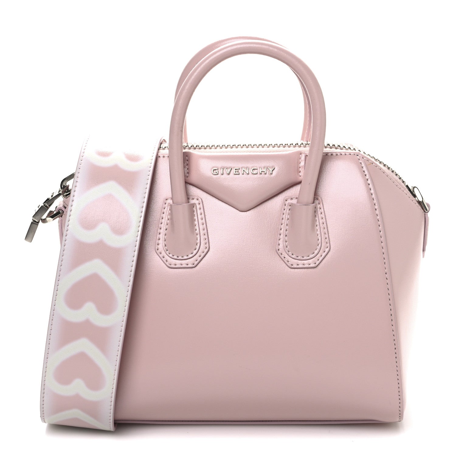 Box Calfskin Mini Heart Antigona Top Handle Bag Blush Pink