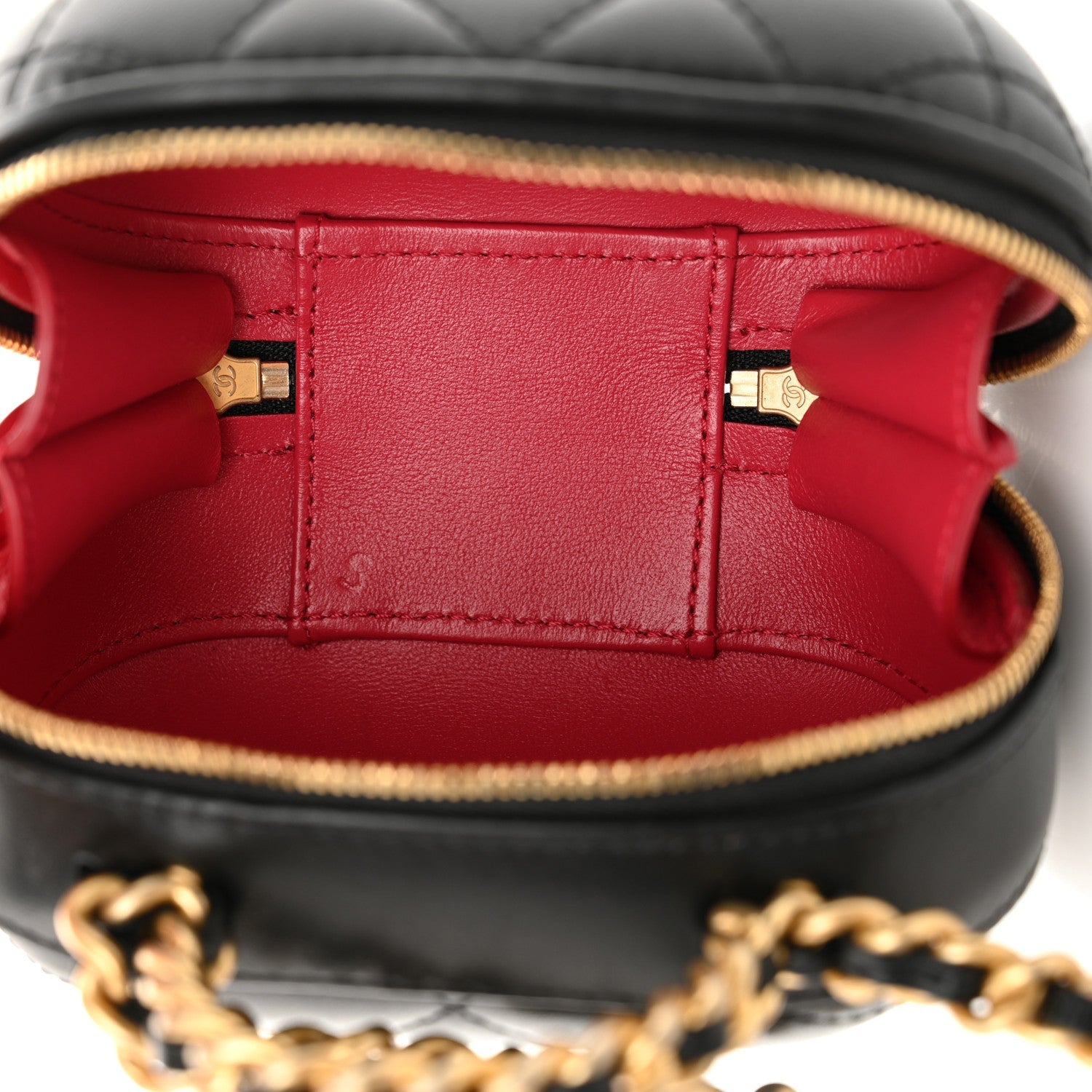 Lambskin Quilted Small CC Bubble Vanity Case With Chain Black