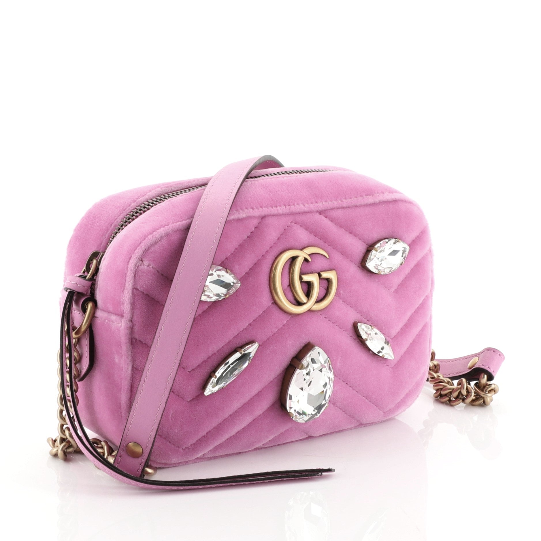 GG Marmont Shoulder Bag Crystal Embellished Matelasse Velvet Mini