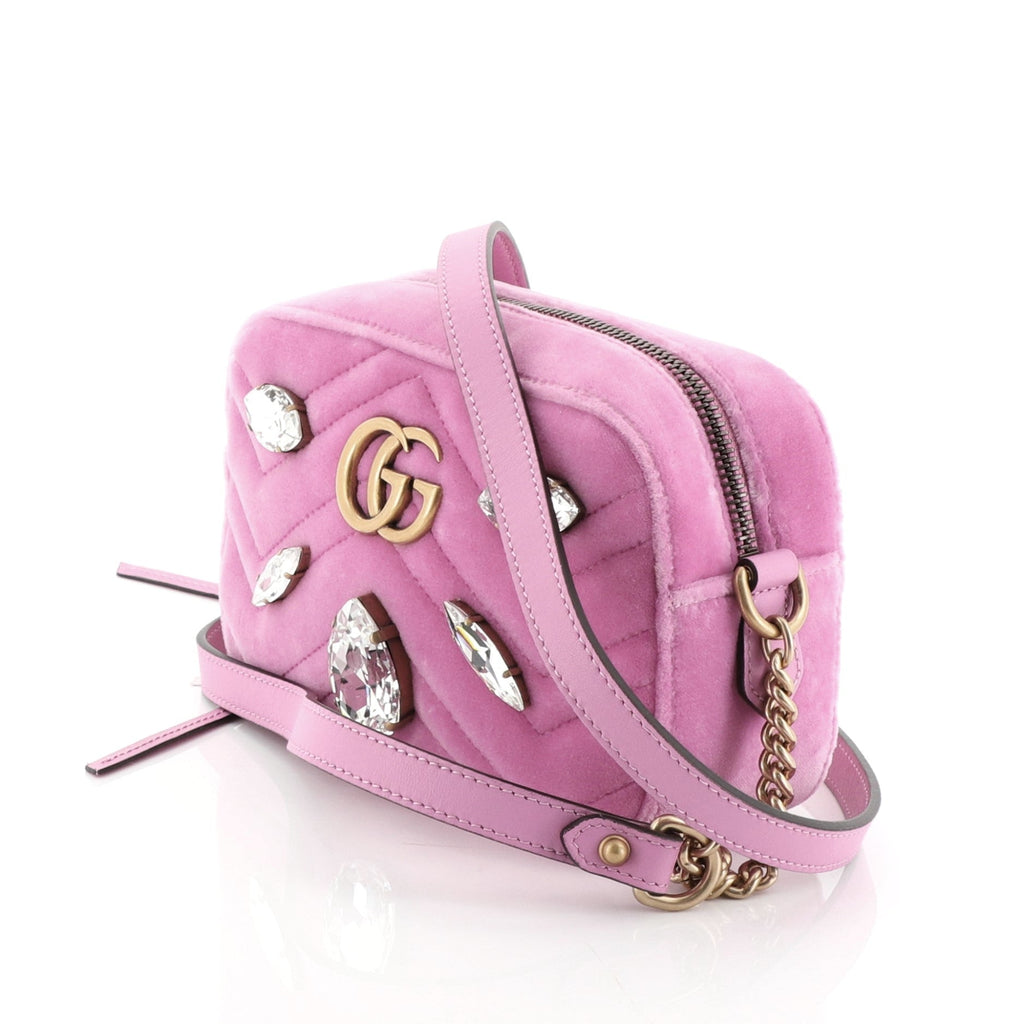 GG Marmont Shoulder Bag Crystal Embellished Matelasse Velvet Mini