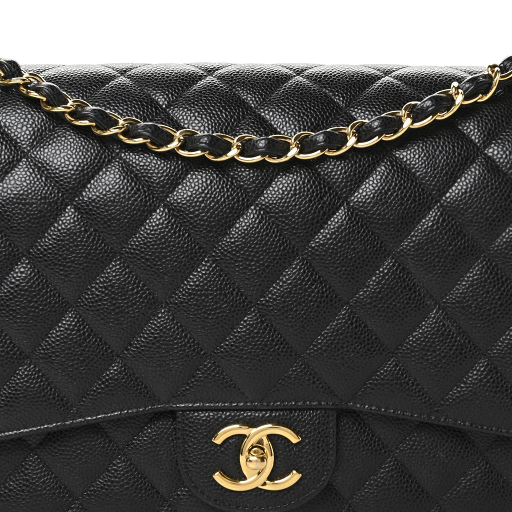 Caviar Quilted Maxi Double Flap Black