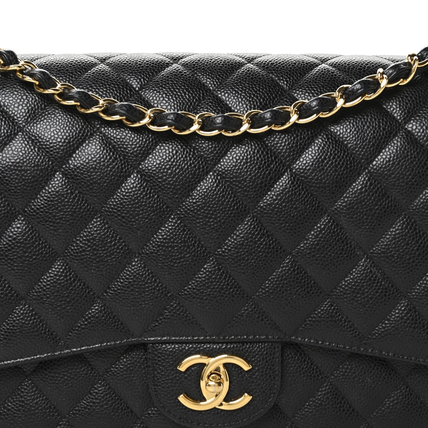 Caviar Quilted Maxi Double Flap Black