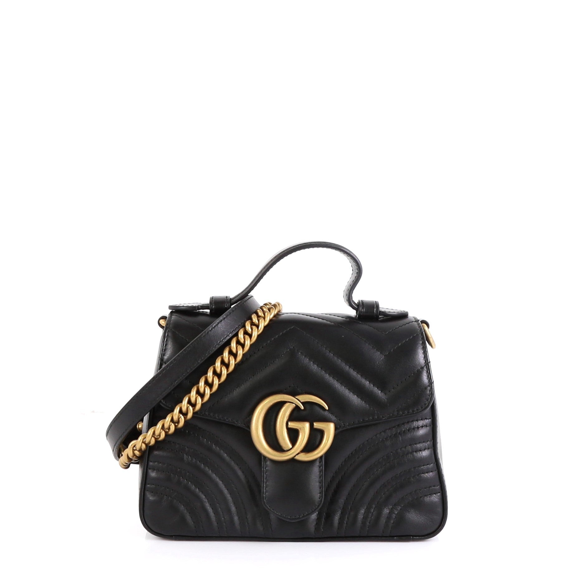 GG Marmont Top Handle Flap Bag Matelasse Leather Mini
