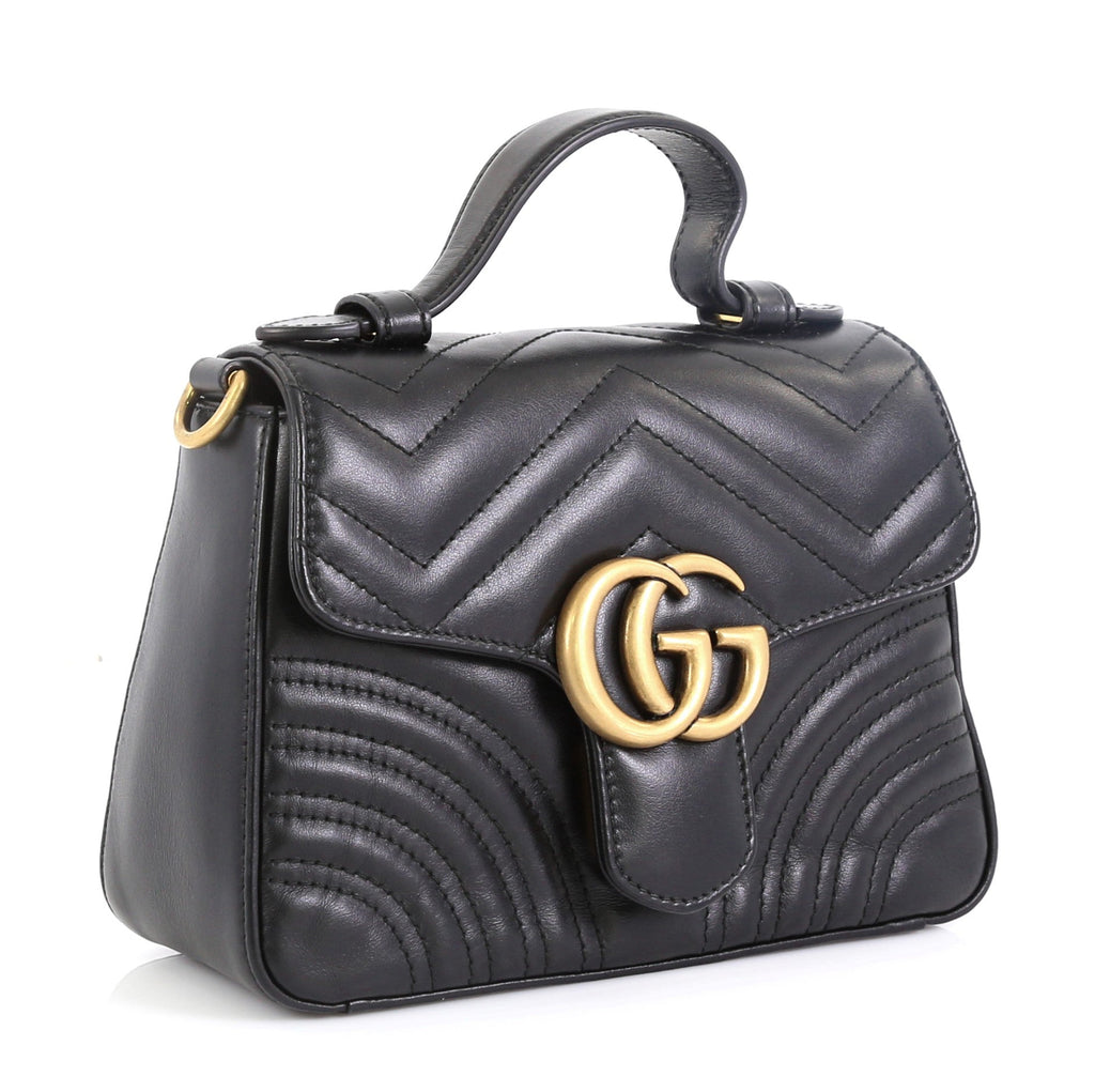 GG Marmont Top Handle Flap Bag Matelasse Leather Mini