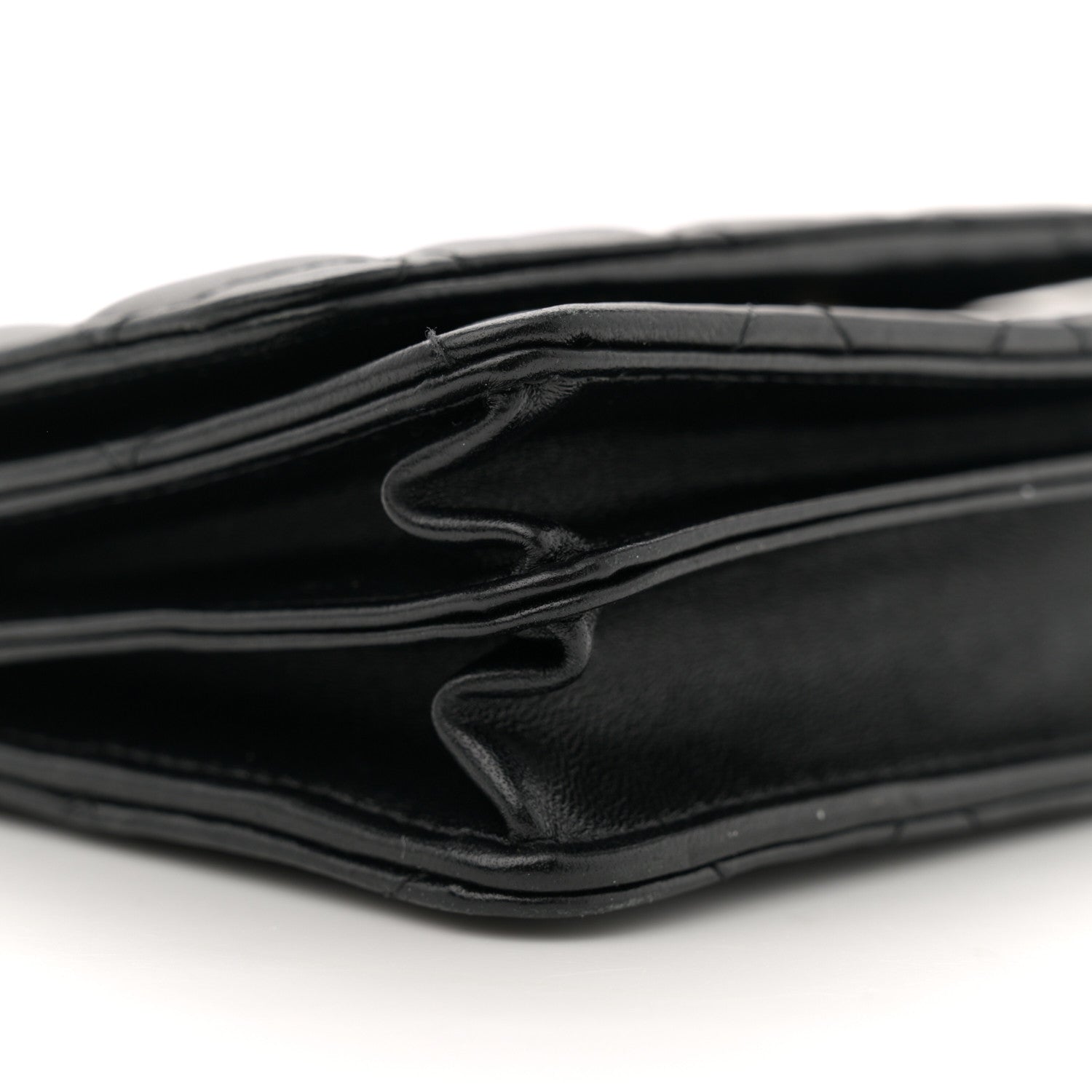 Lambskin Quilted Mini Camellia Bow Wallet On Chain WOC Black