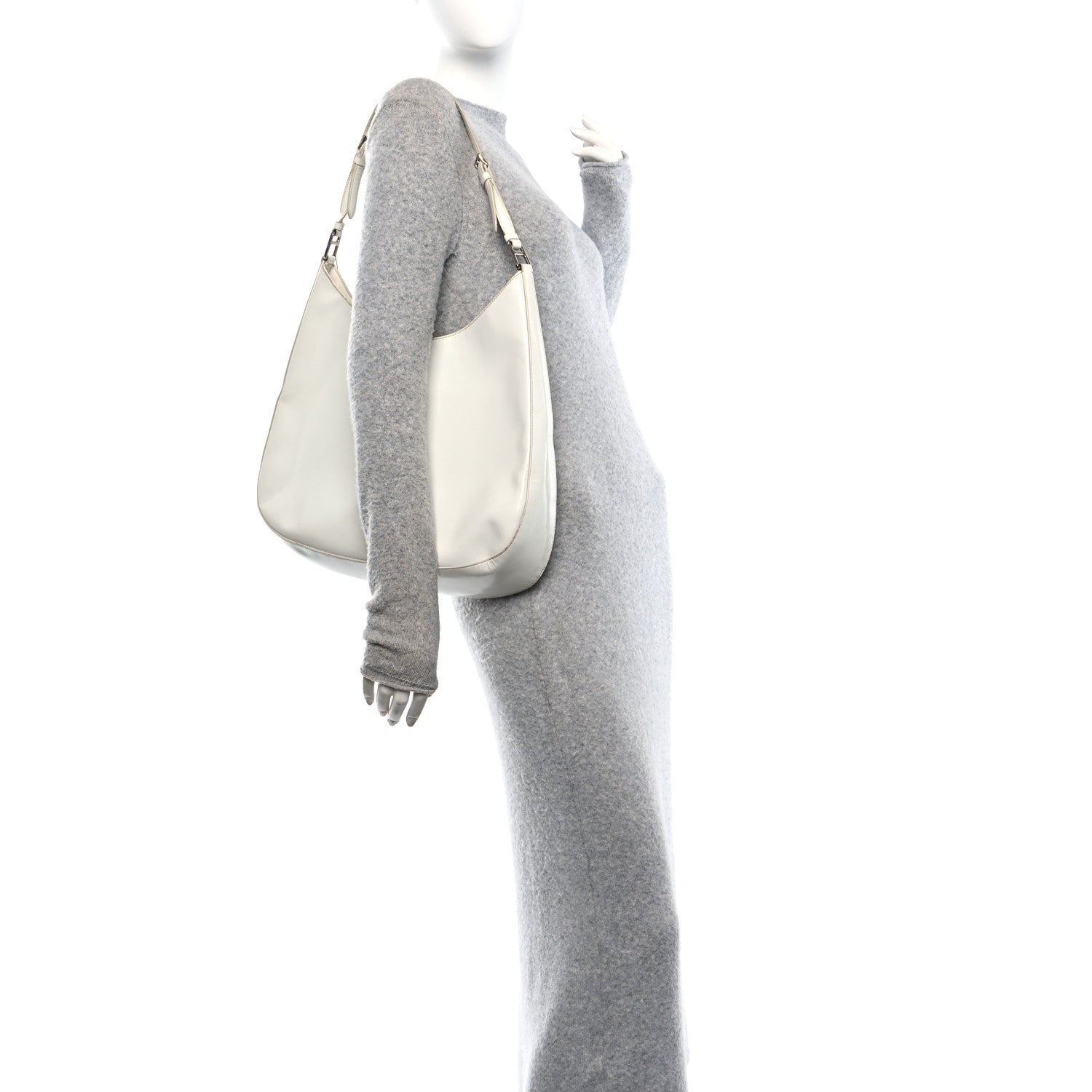 Spazzolato Maxi Cleo Adjustable Strap Shoulder Bag White